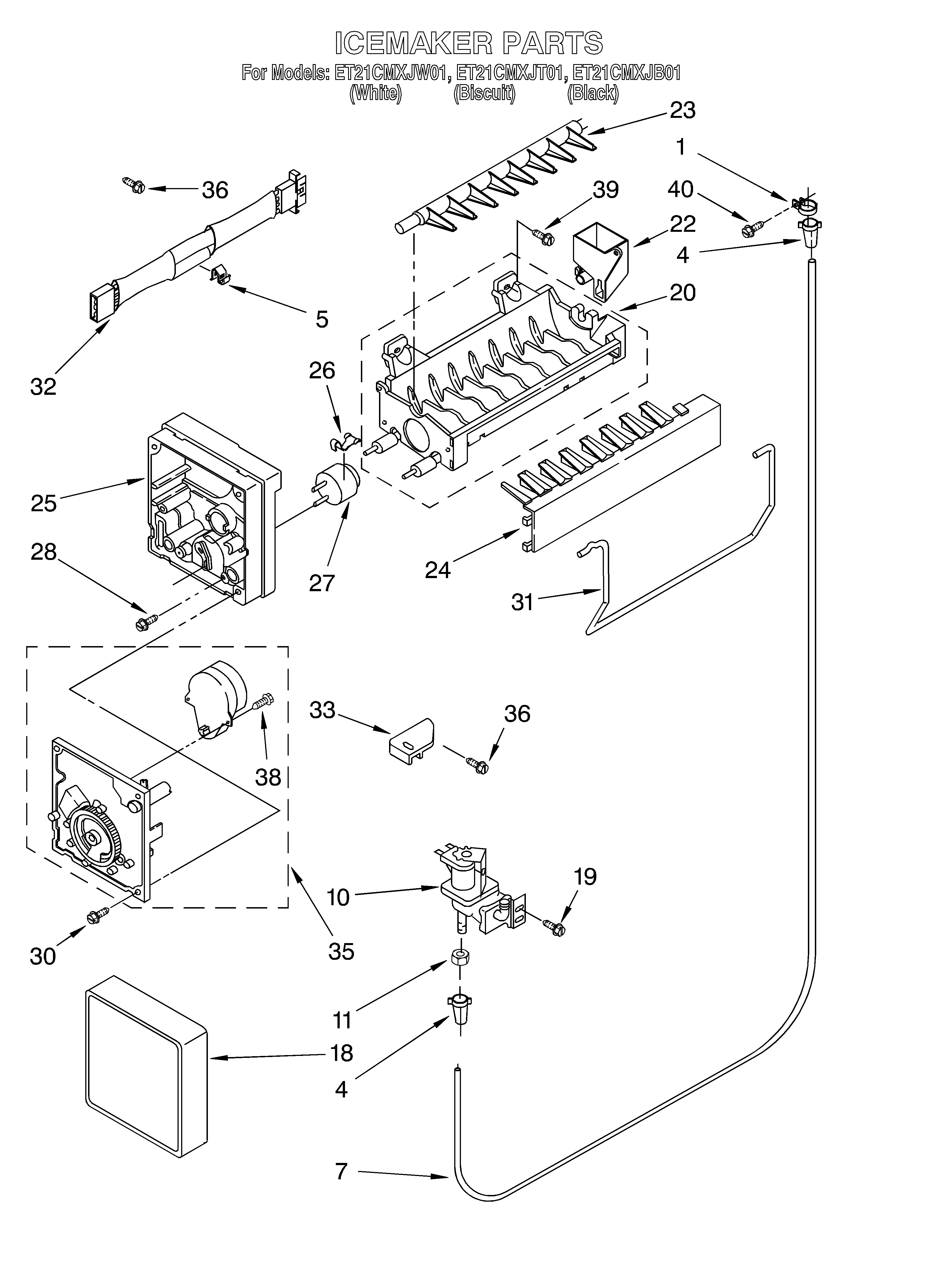 Whirlpool ET21CMXJW01 ice maker diagram