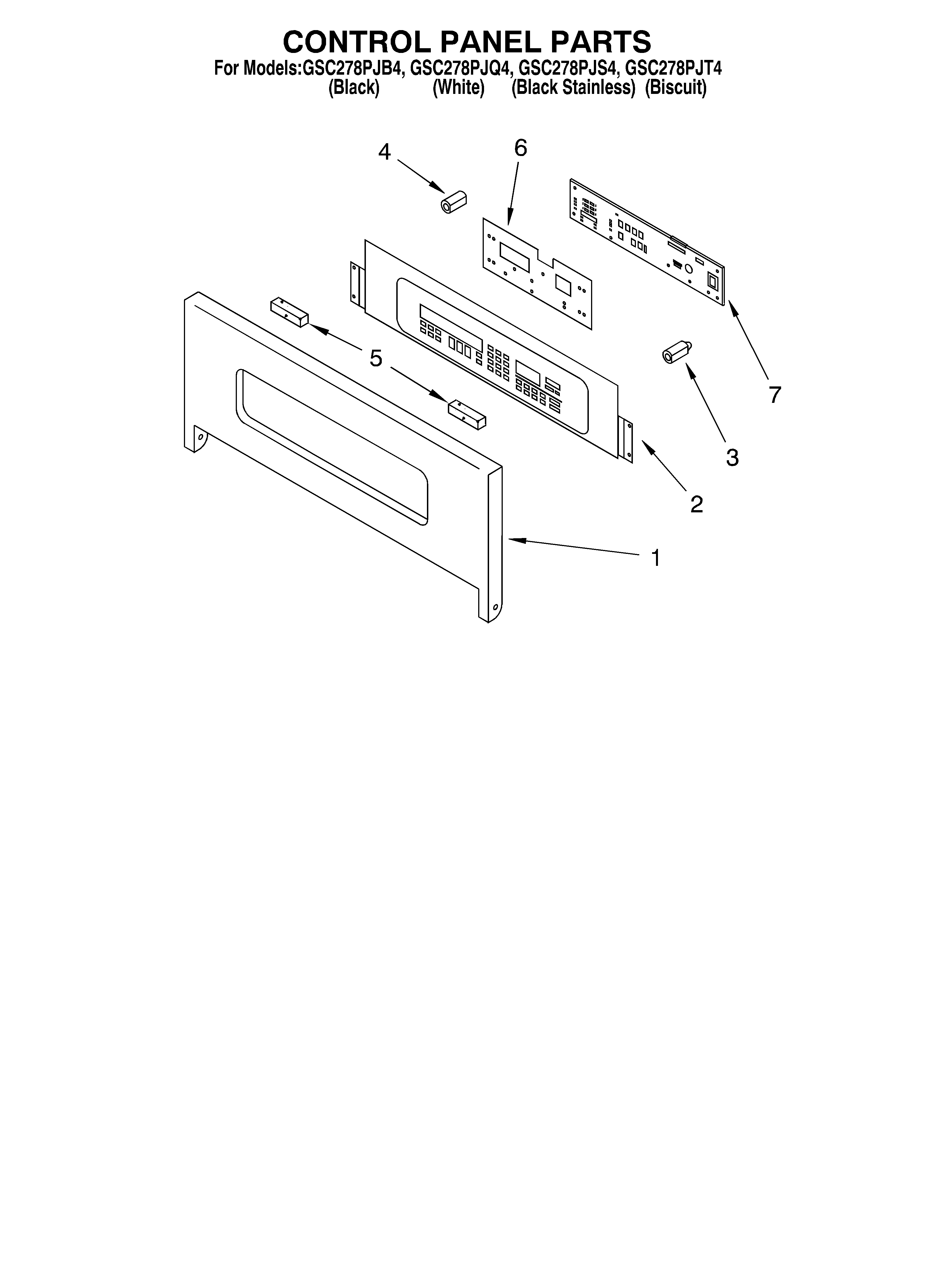 Whirlpool GSC278PJQ4 control panel diagram