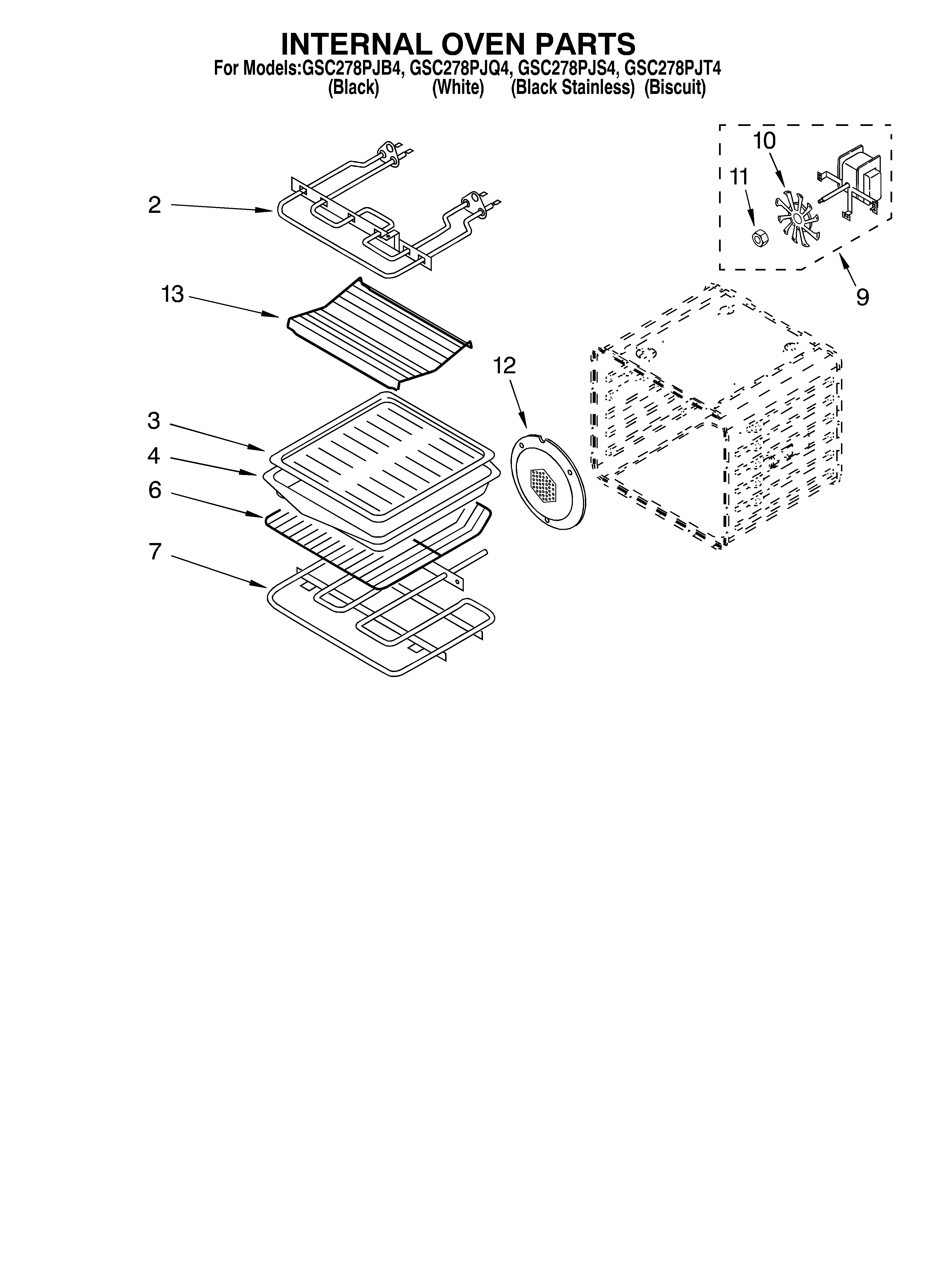 Whirlpool GSC278PJQ4 internal oven diagram