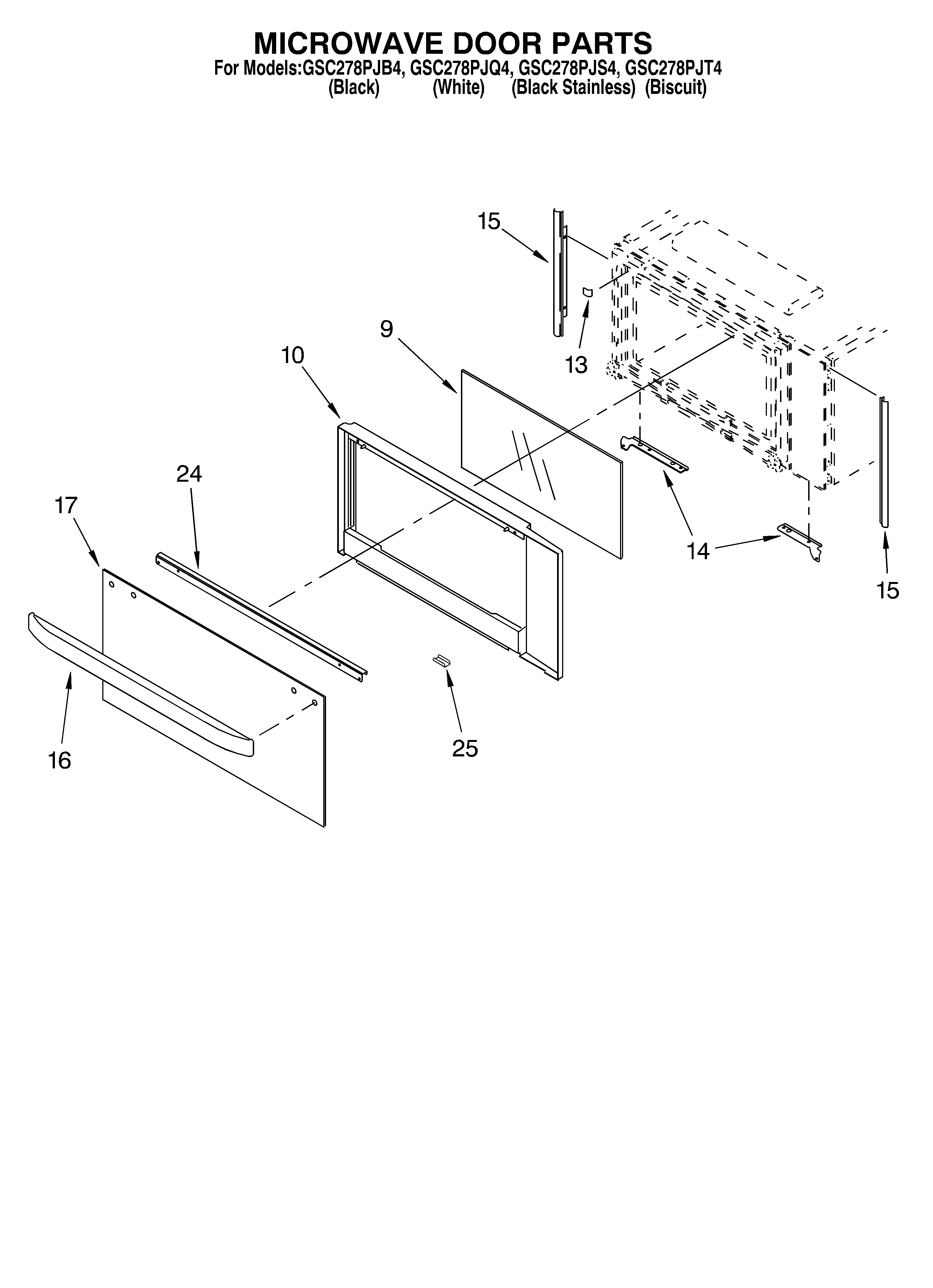 Whirlpool GSC278PJQ4 microwave door diagram