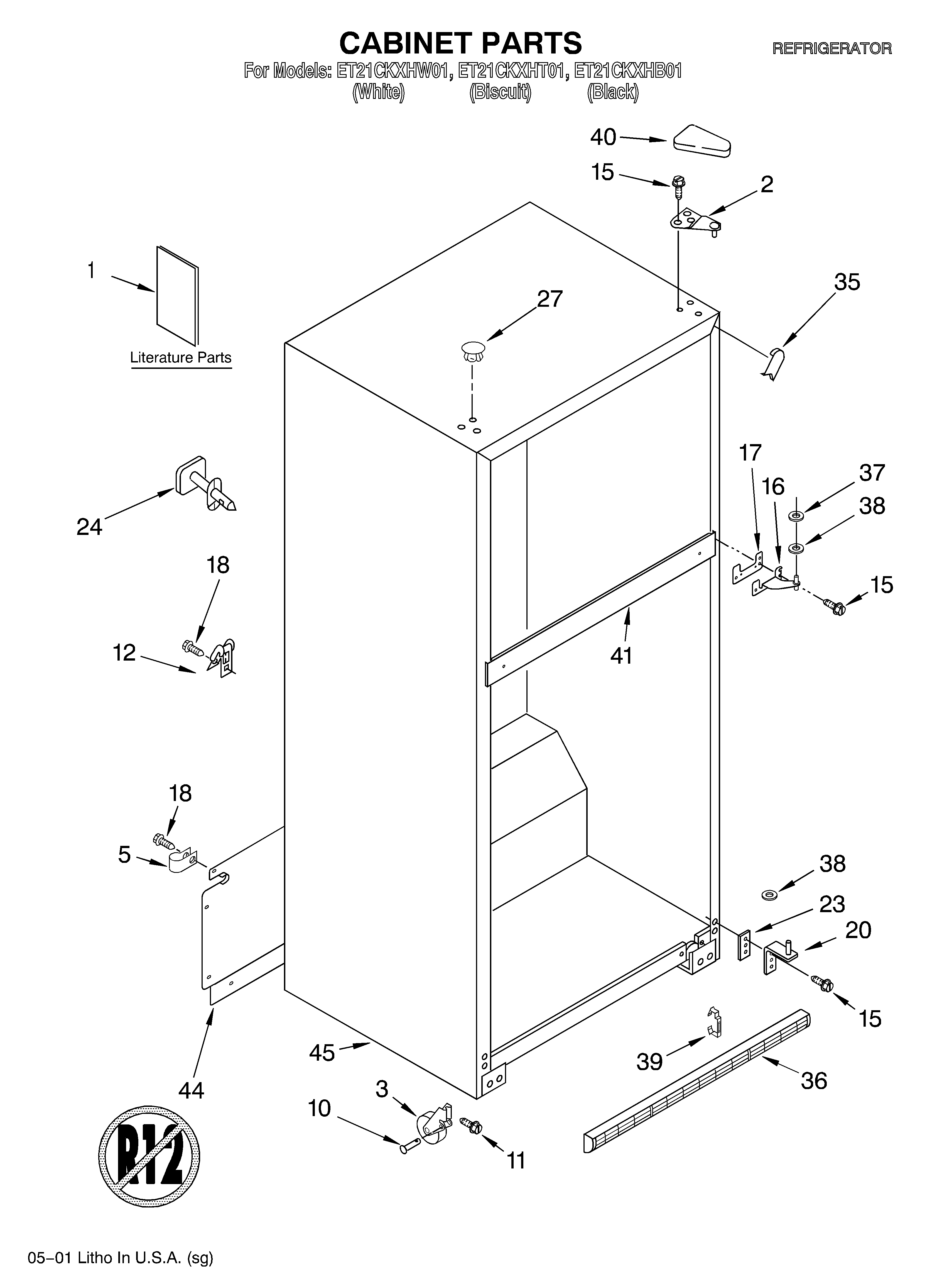 Whirlpool ET21CKXHT01 cabinet/literature diagram