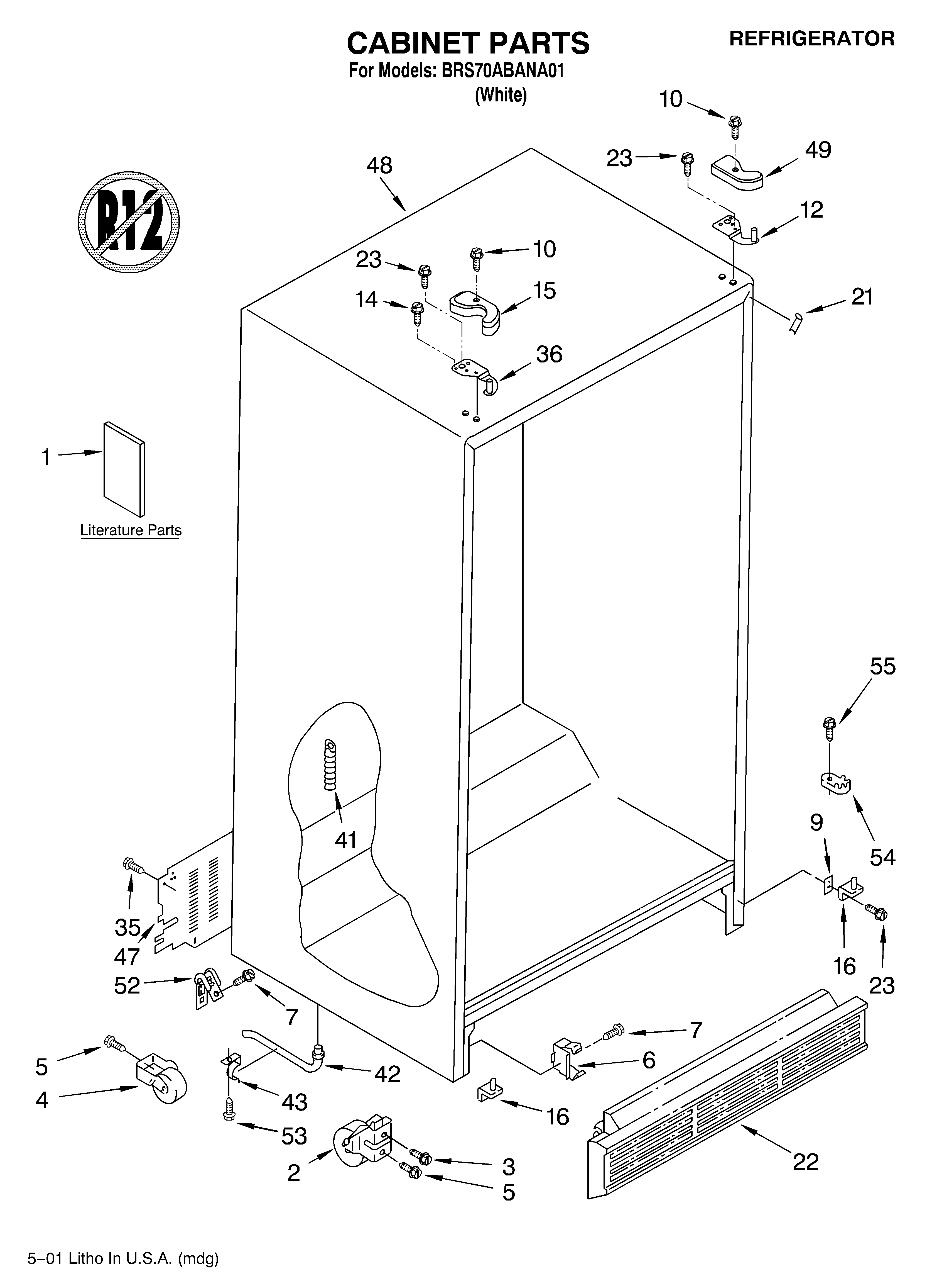 Whirlpool BRS70ABANA01 cabinet/literature diagram