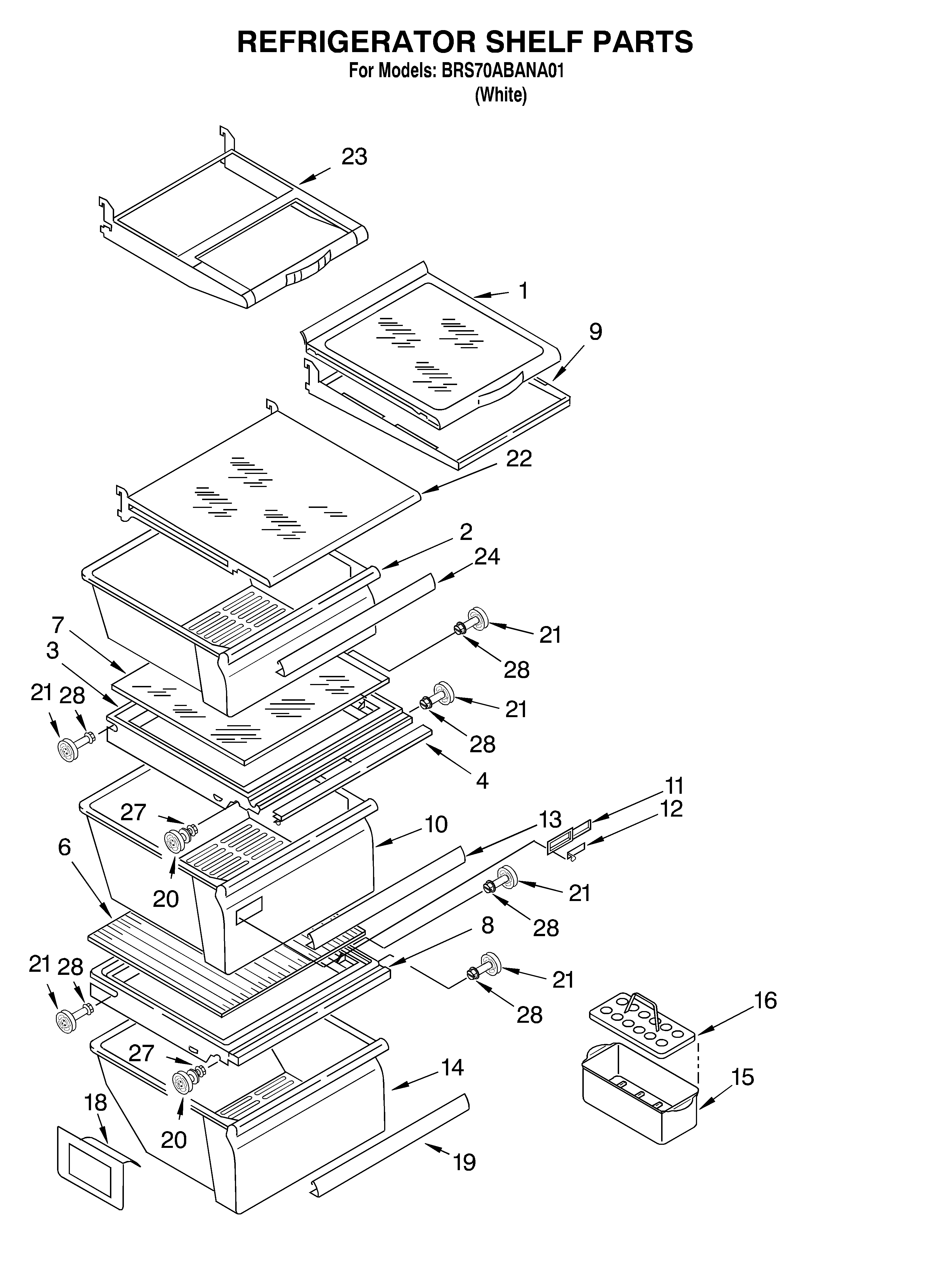 Whirlpool BRS70ABANA01 refrigerator shelf diagram