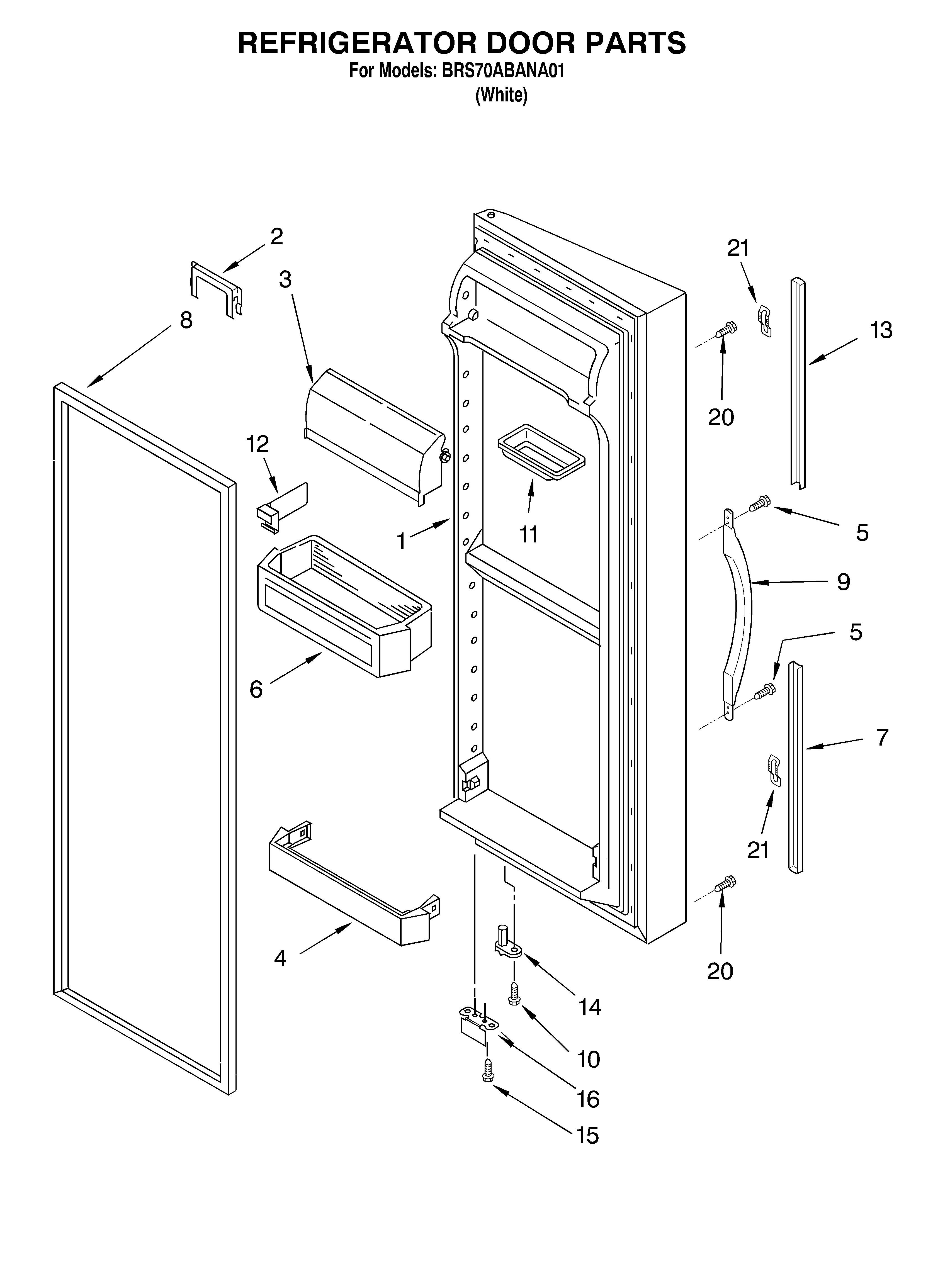 Whirlpool BRS70ABANA01 refrigerator door diagram
