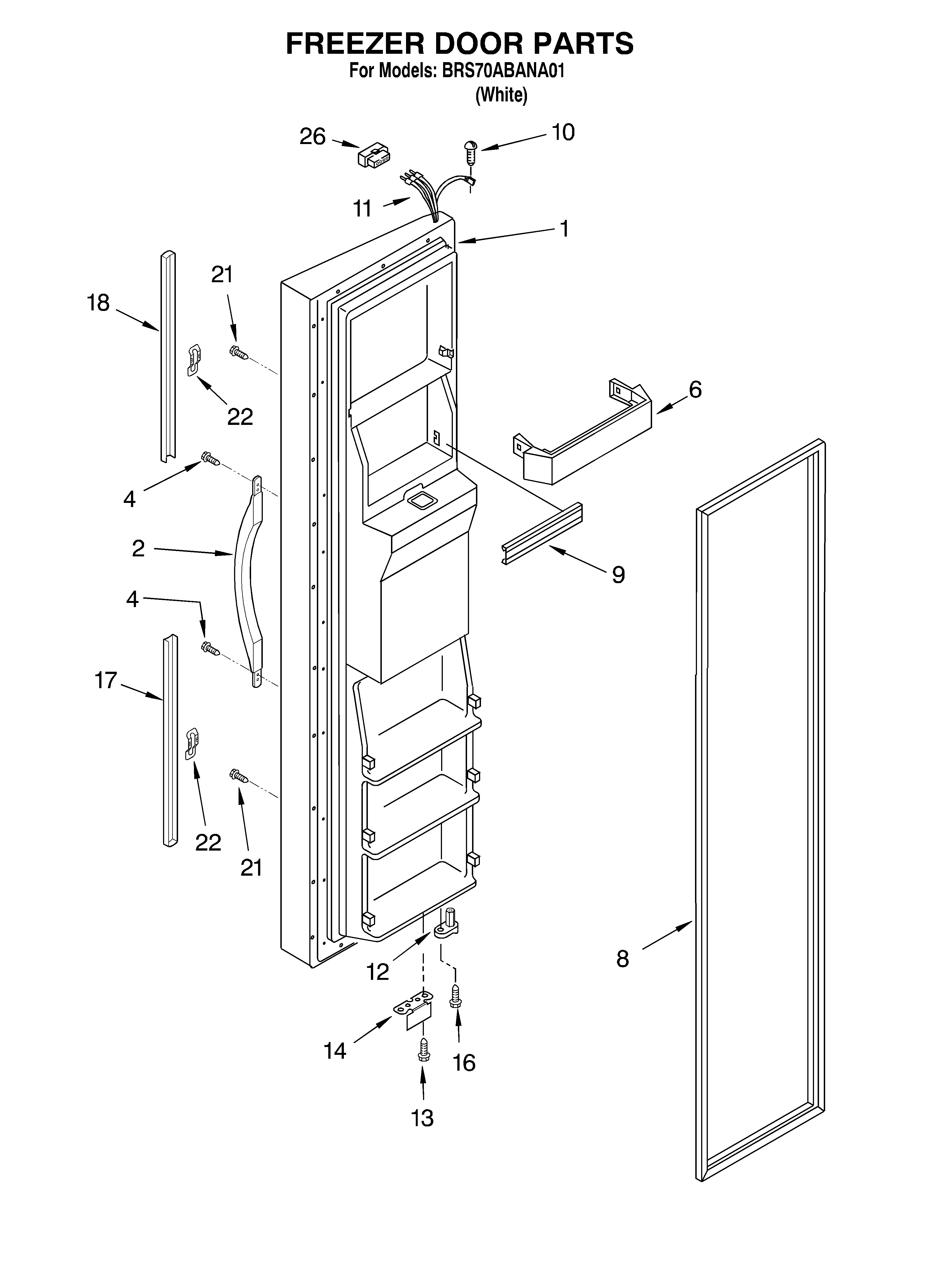 Whirlpool BRS70ABANA01 freezer door diagram