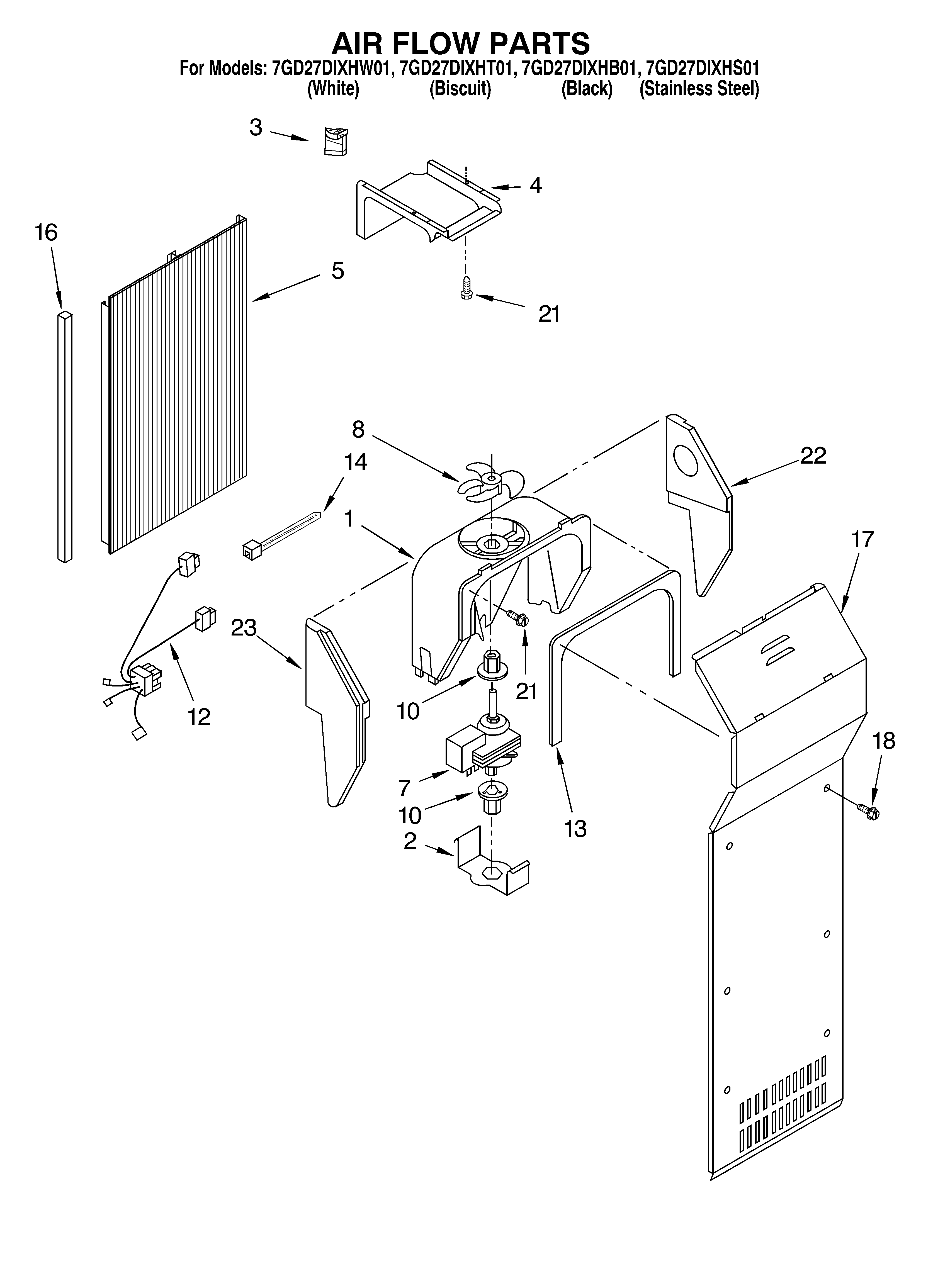 Whirlpool 7GD27DIXHT01 air flow diagram
