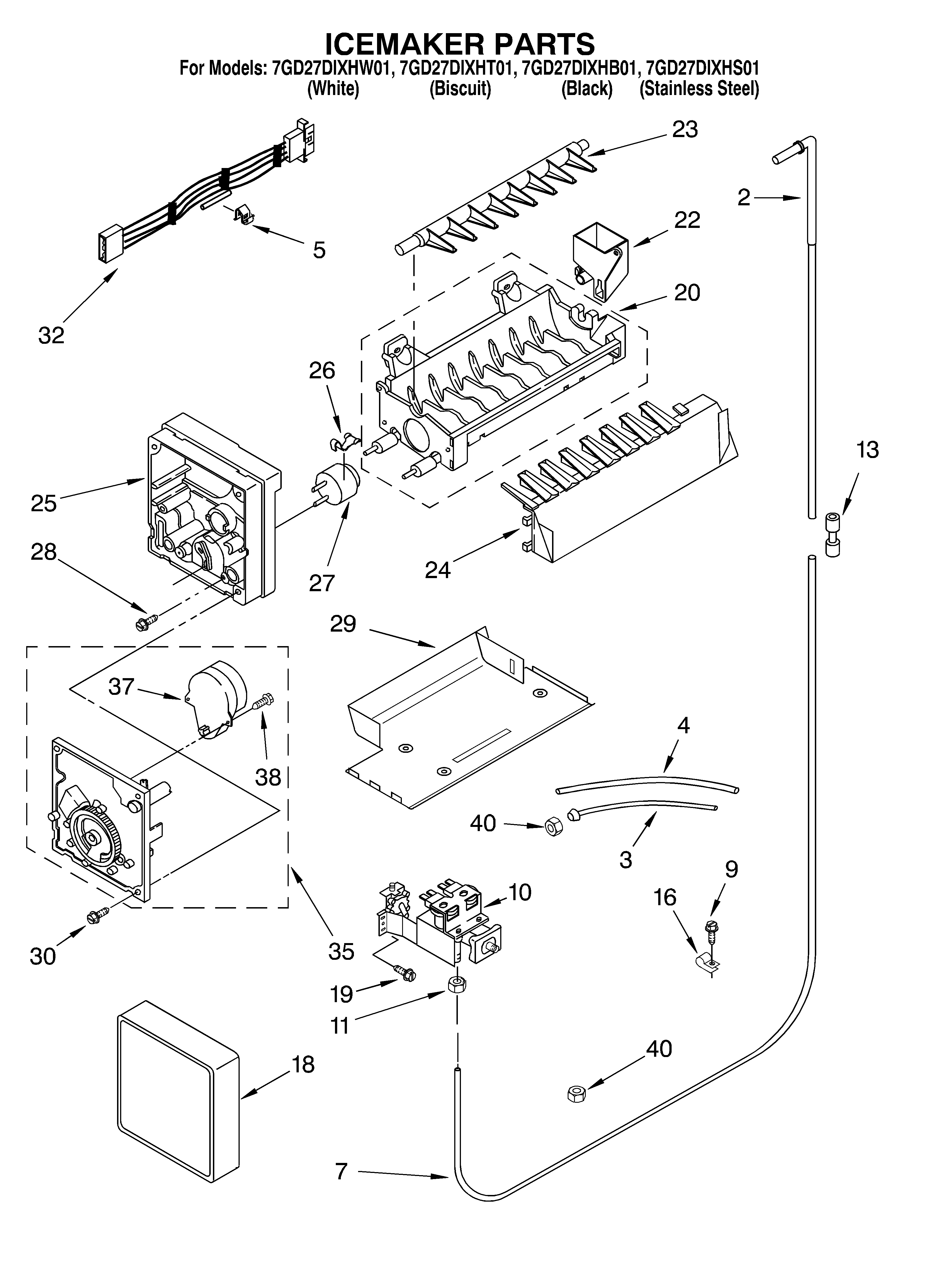 Whirlpool 7GD27DIXHT01 ice maker/optional diagram