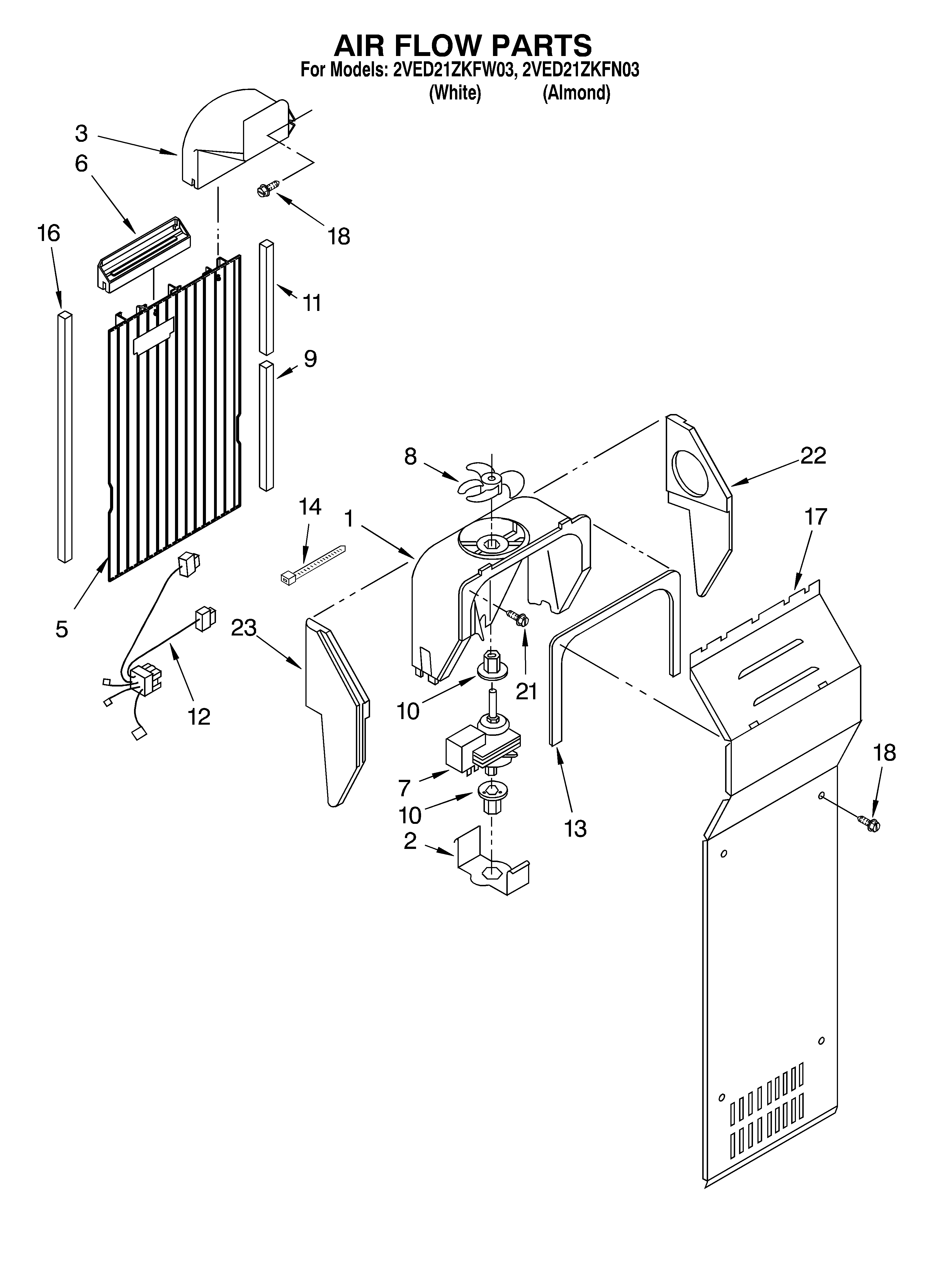 Whirlpool 2VED21ZKFW03 air flow diagram