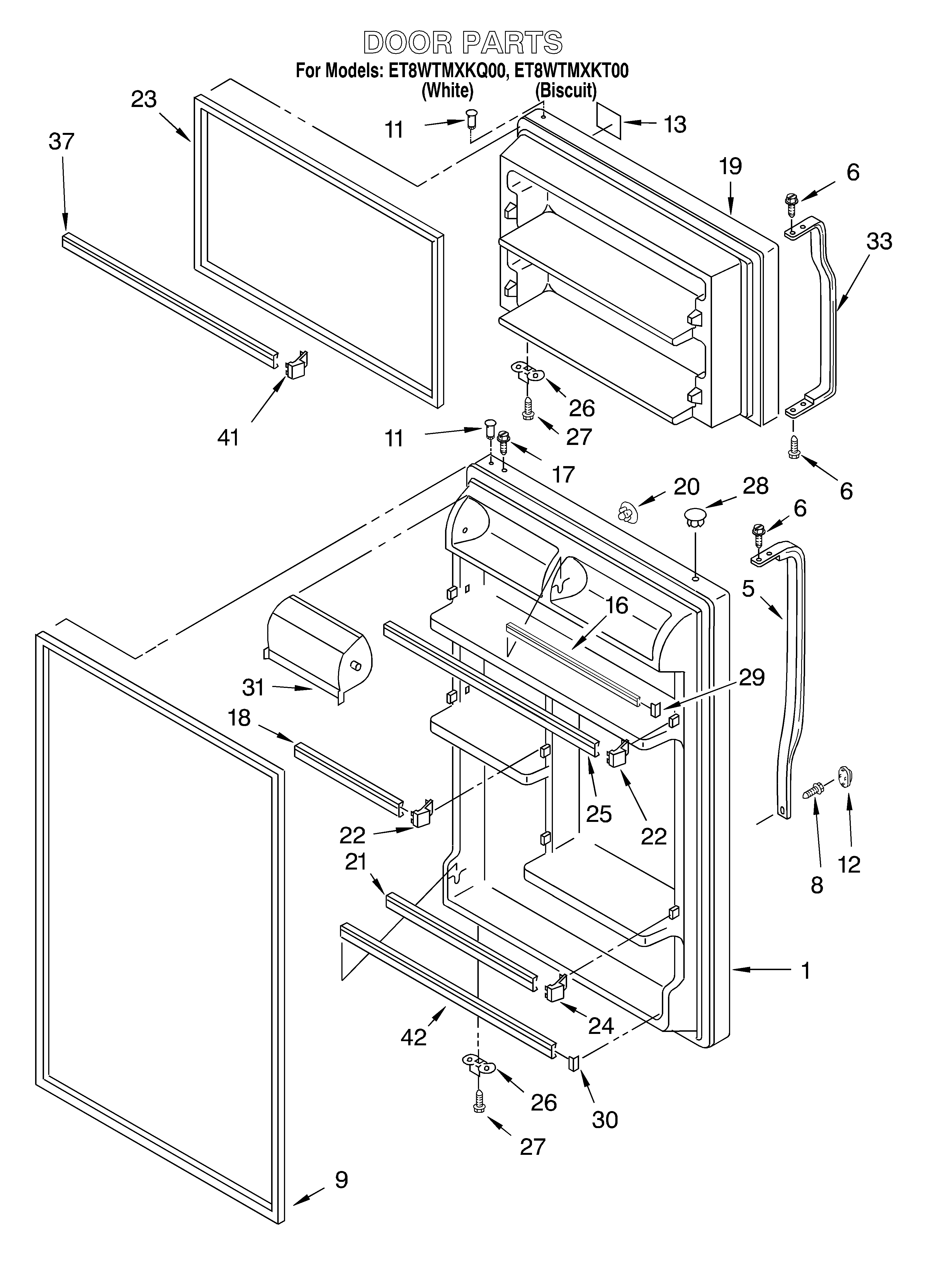 Whirlpool ET8WTMXKT00 door diagram