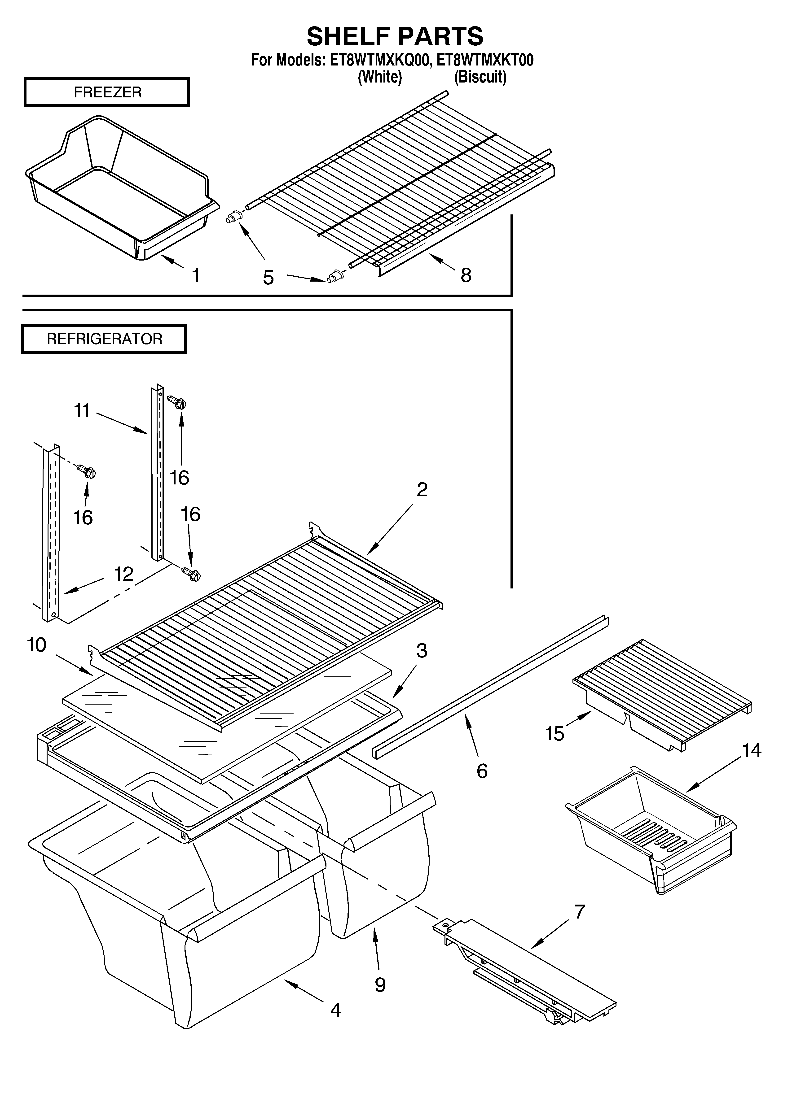 Whirlpool ET8WTMXKT00 shelf/optional diagram