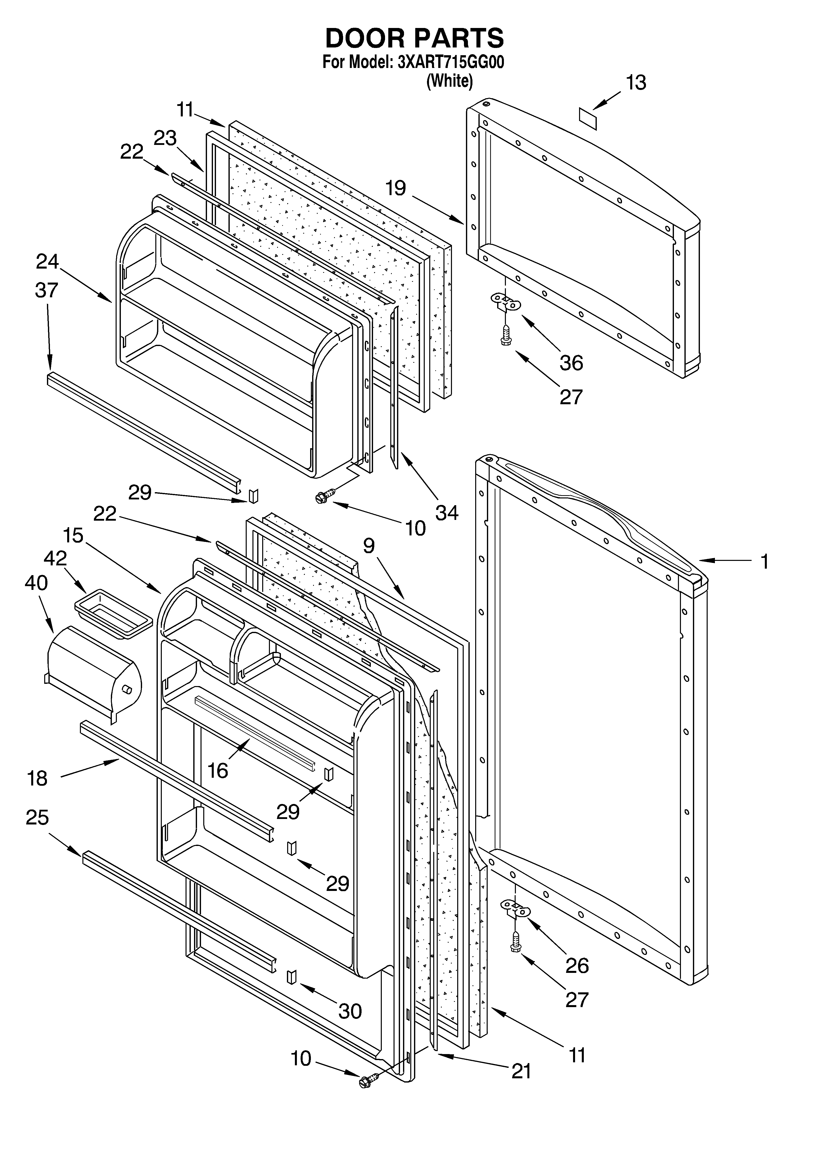 Whirlpool 3XART715GG00 door diagram