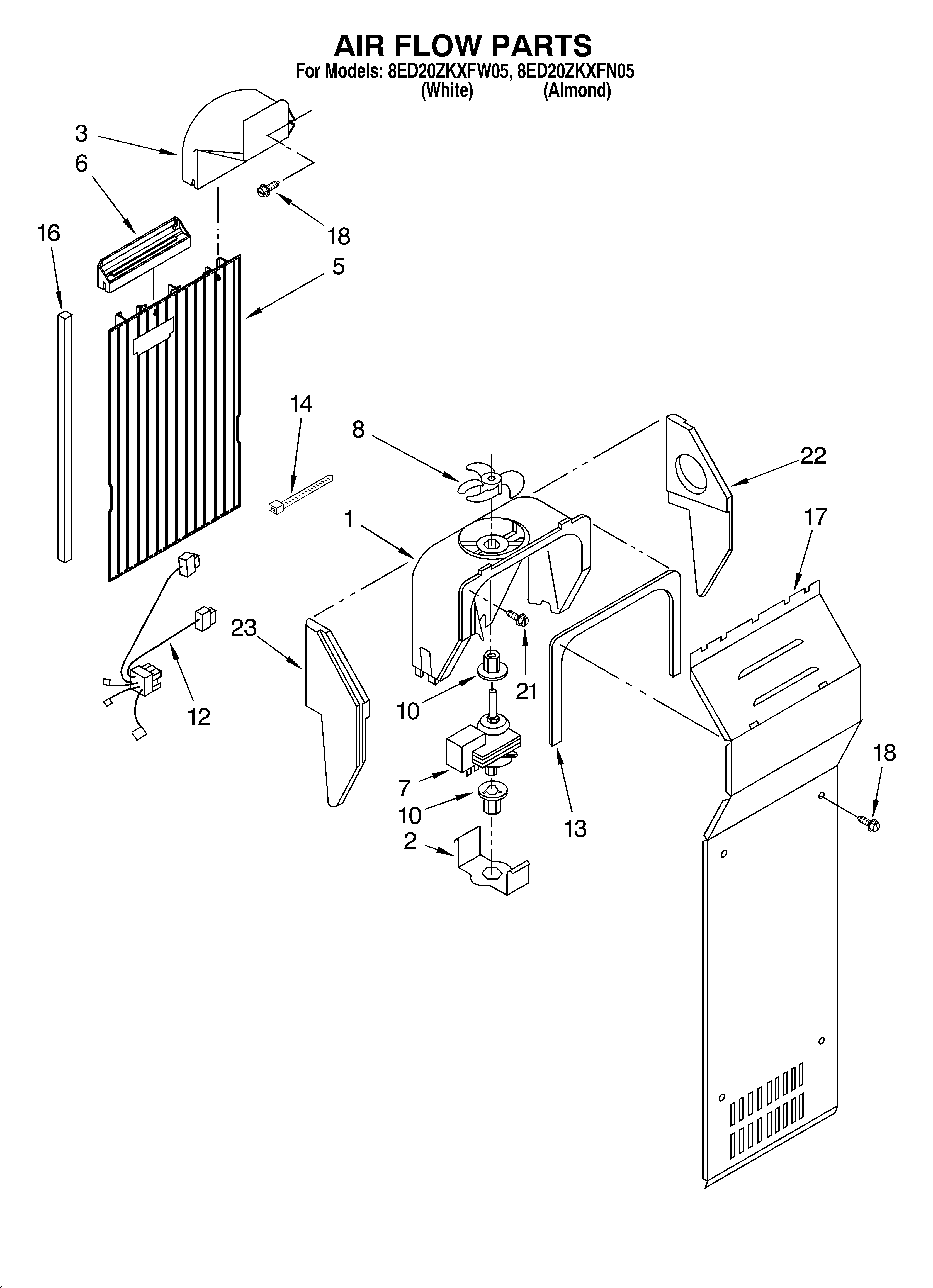Whirlpool 8ED20ZKXFW05 air flow diagram