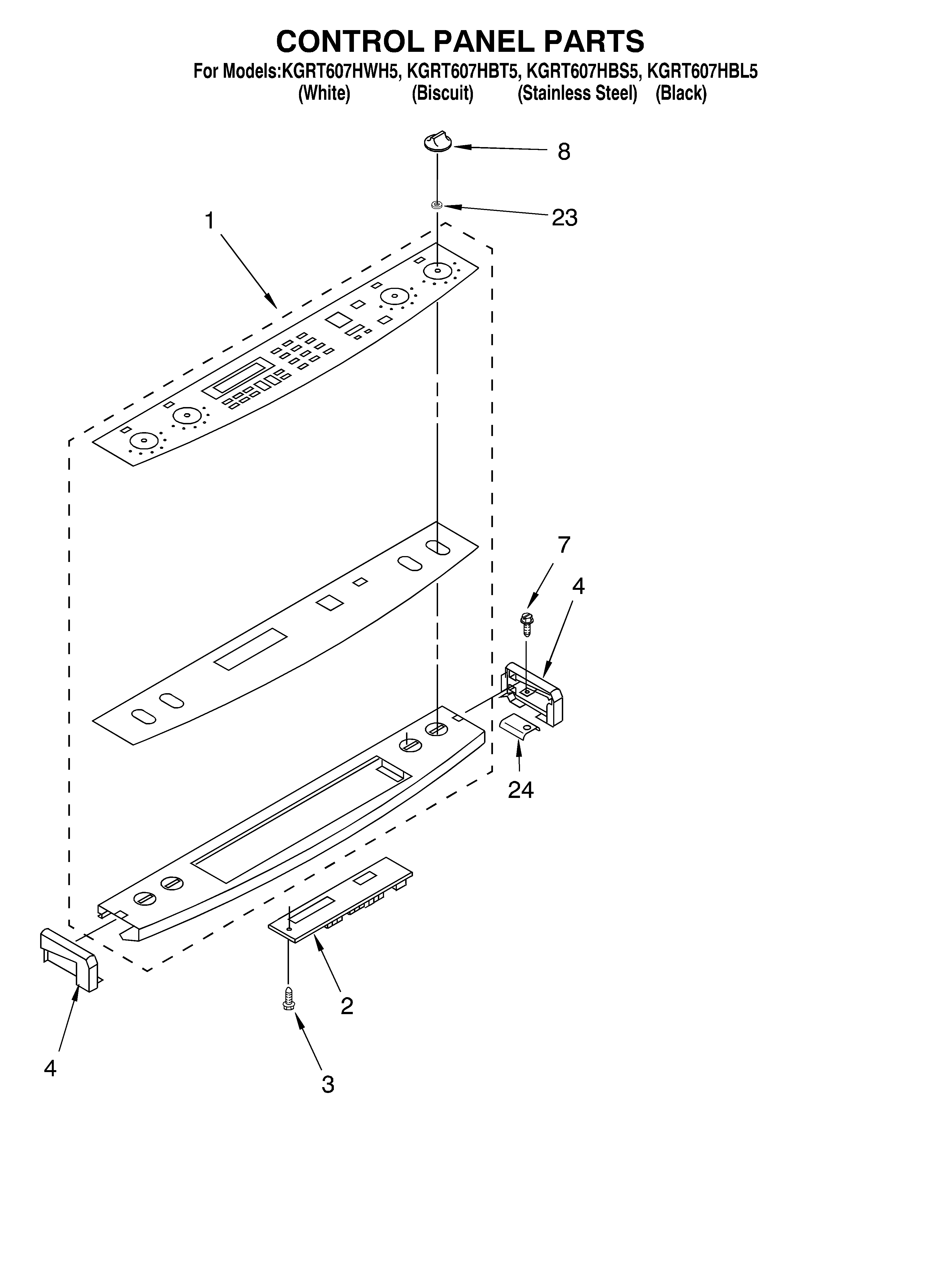 KitchenAid KGRT607HBL5 control panel diagram