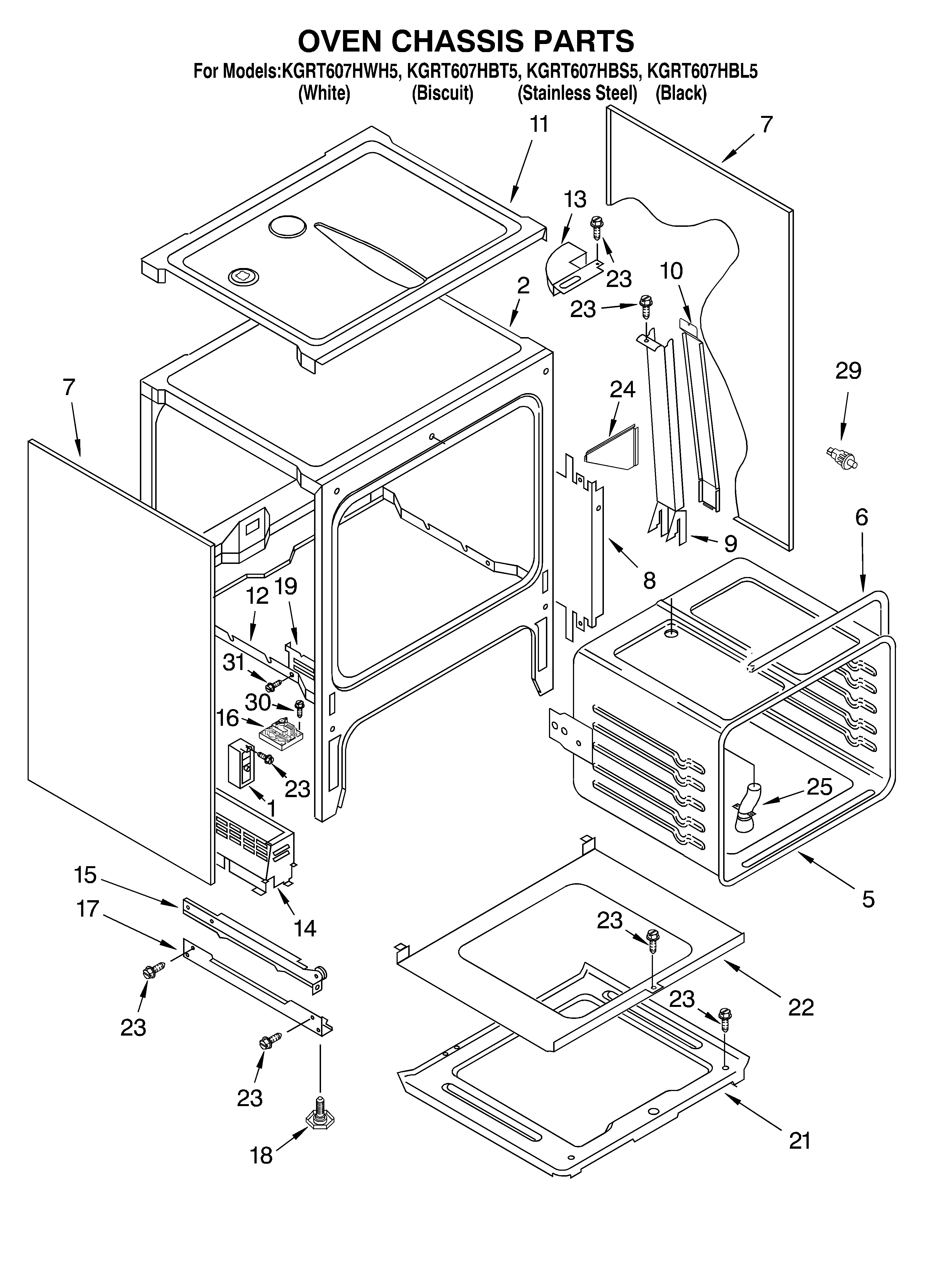 KitchenAid KGRT607HBL5 oven chassis diagram