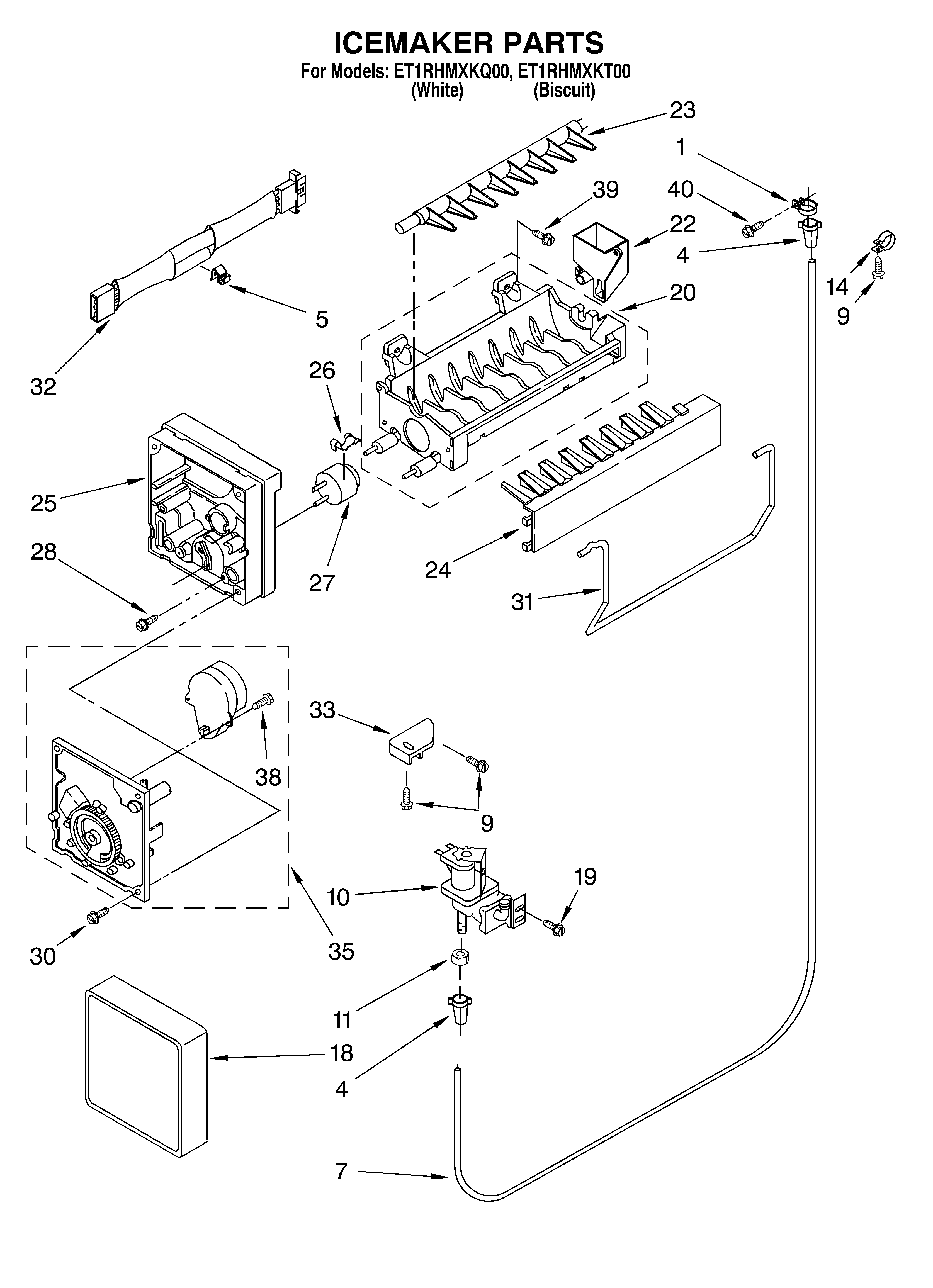 Whirlpool ET1RHMXKT00 ice maker diagram