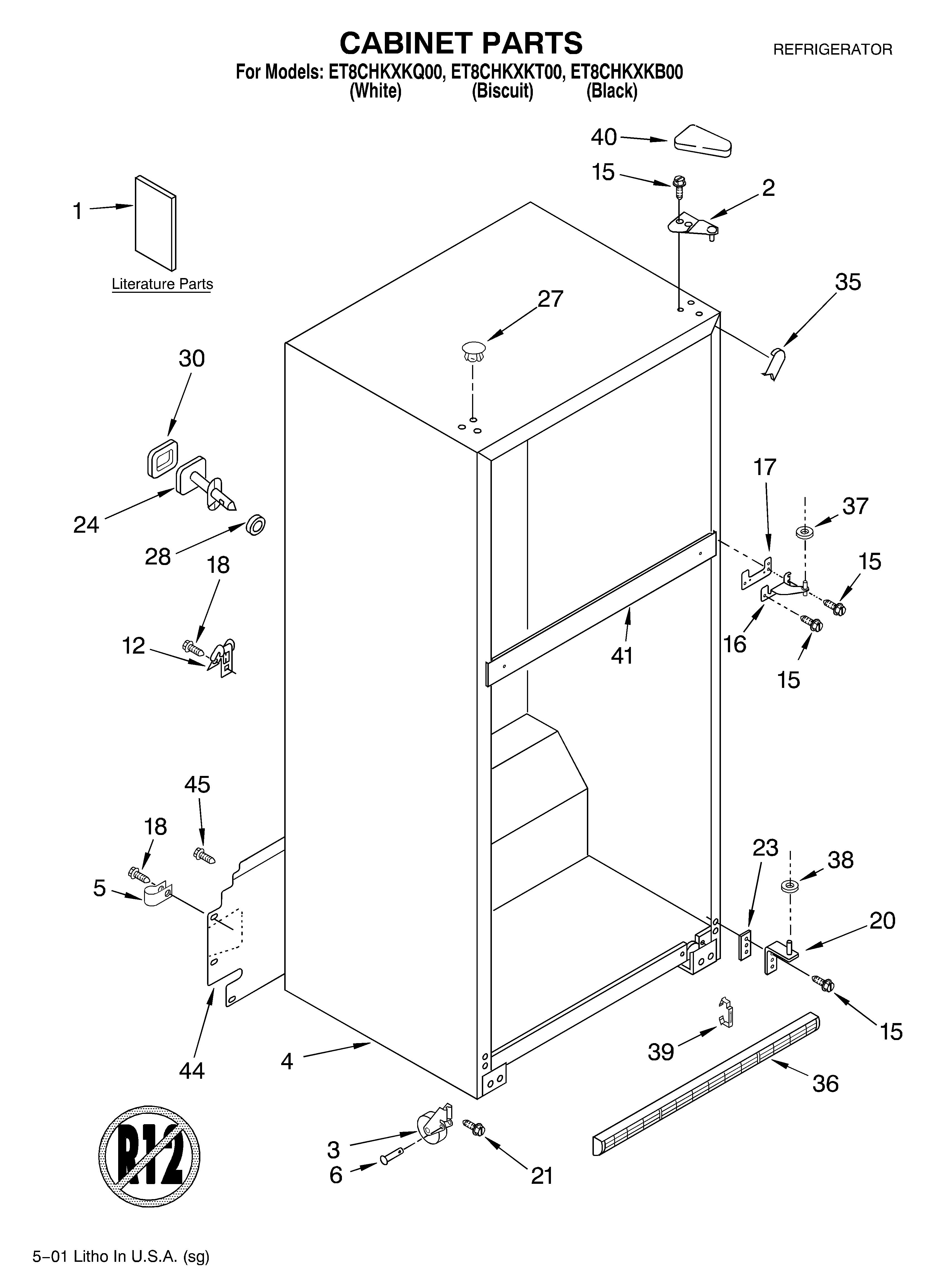 Whirlpool ET8CHKXKT00 cabinet/literature diagram
