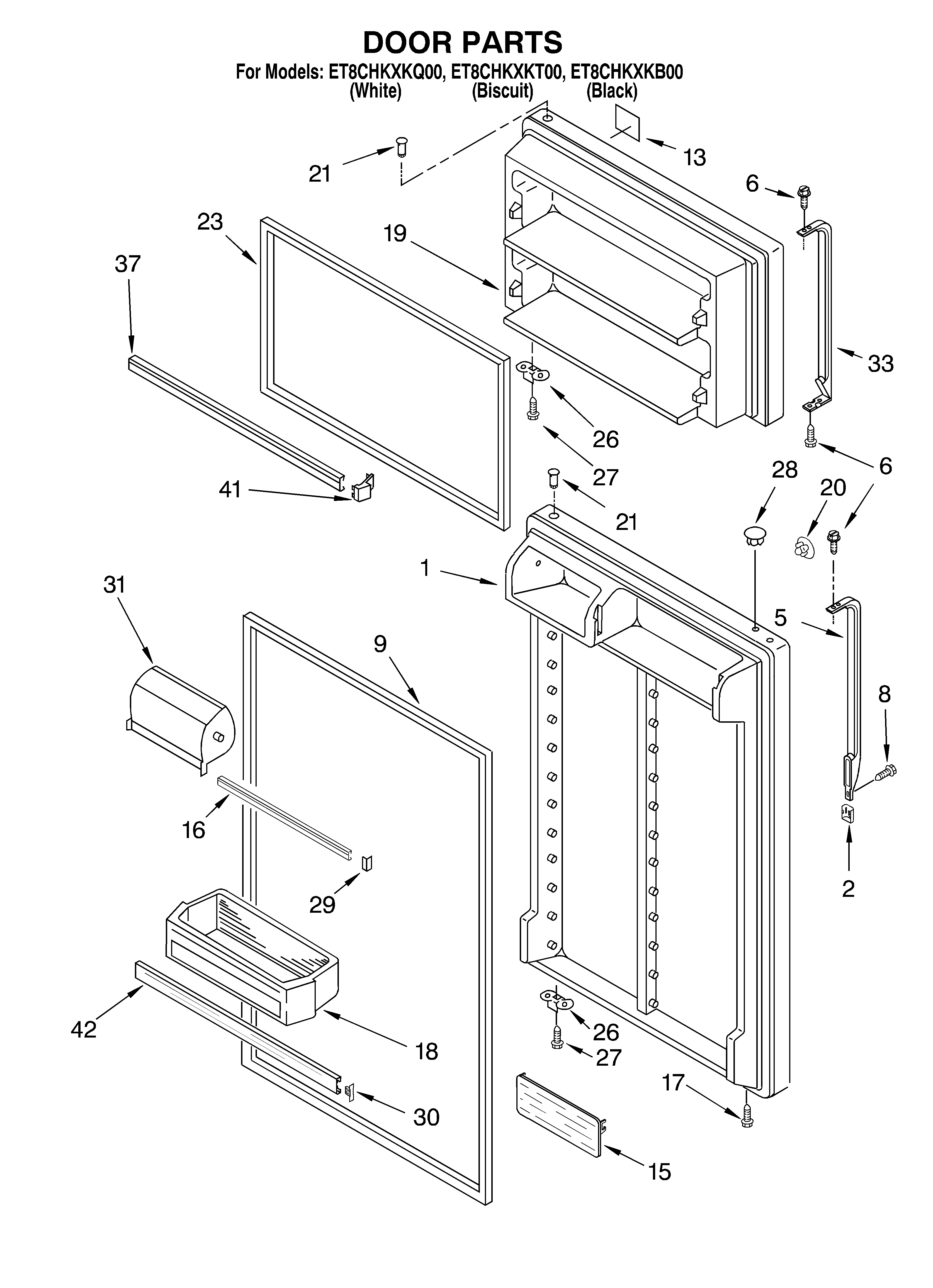 Whirlpool ET8CHKXKT00 door diagram