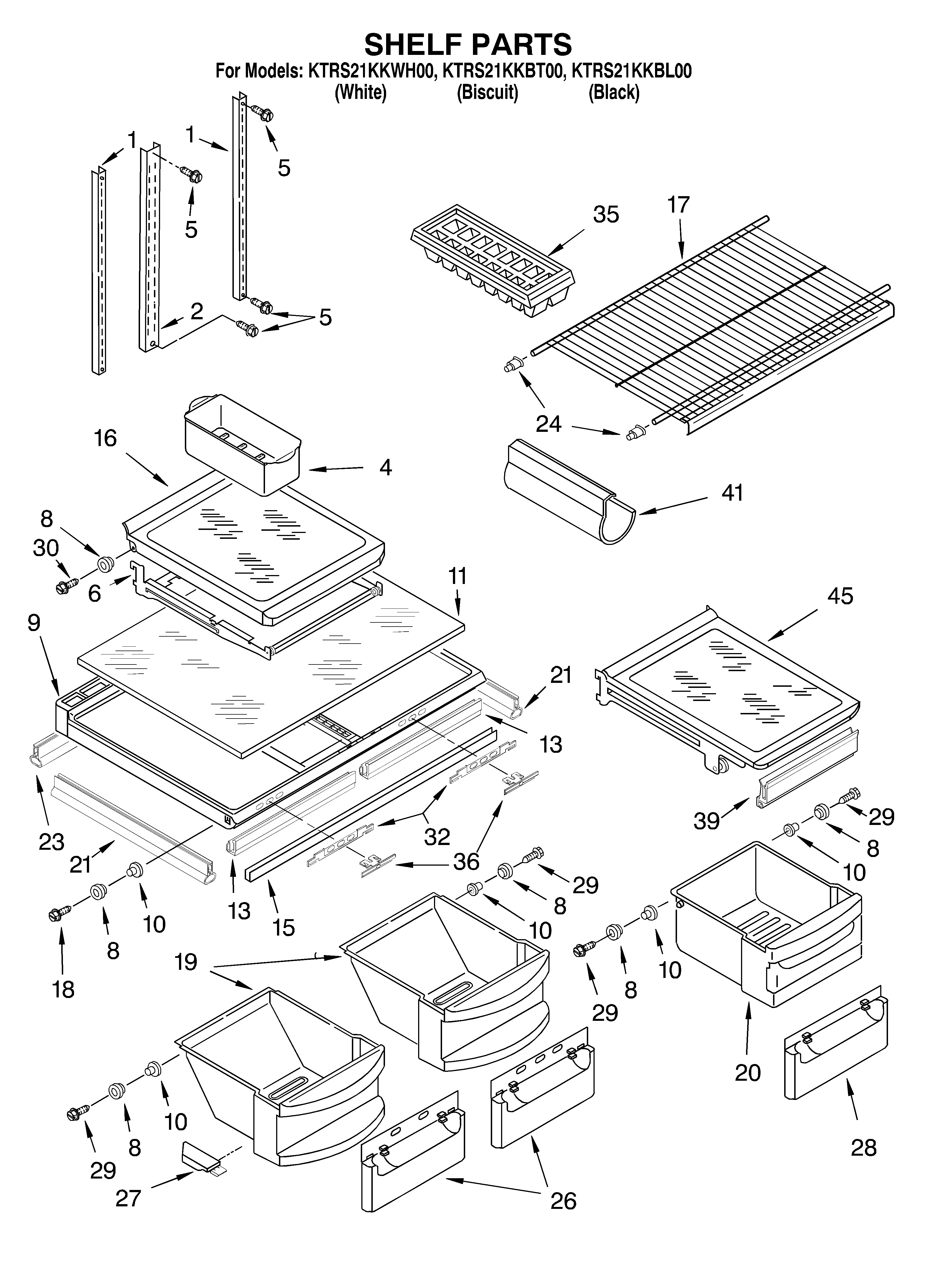 KitchenAid KTRS21KKWH00 shelf diagram