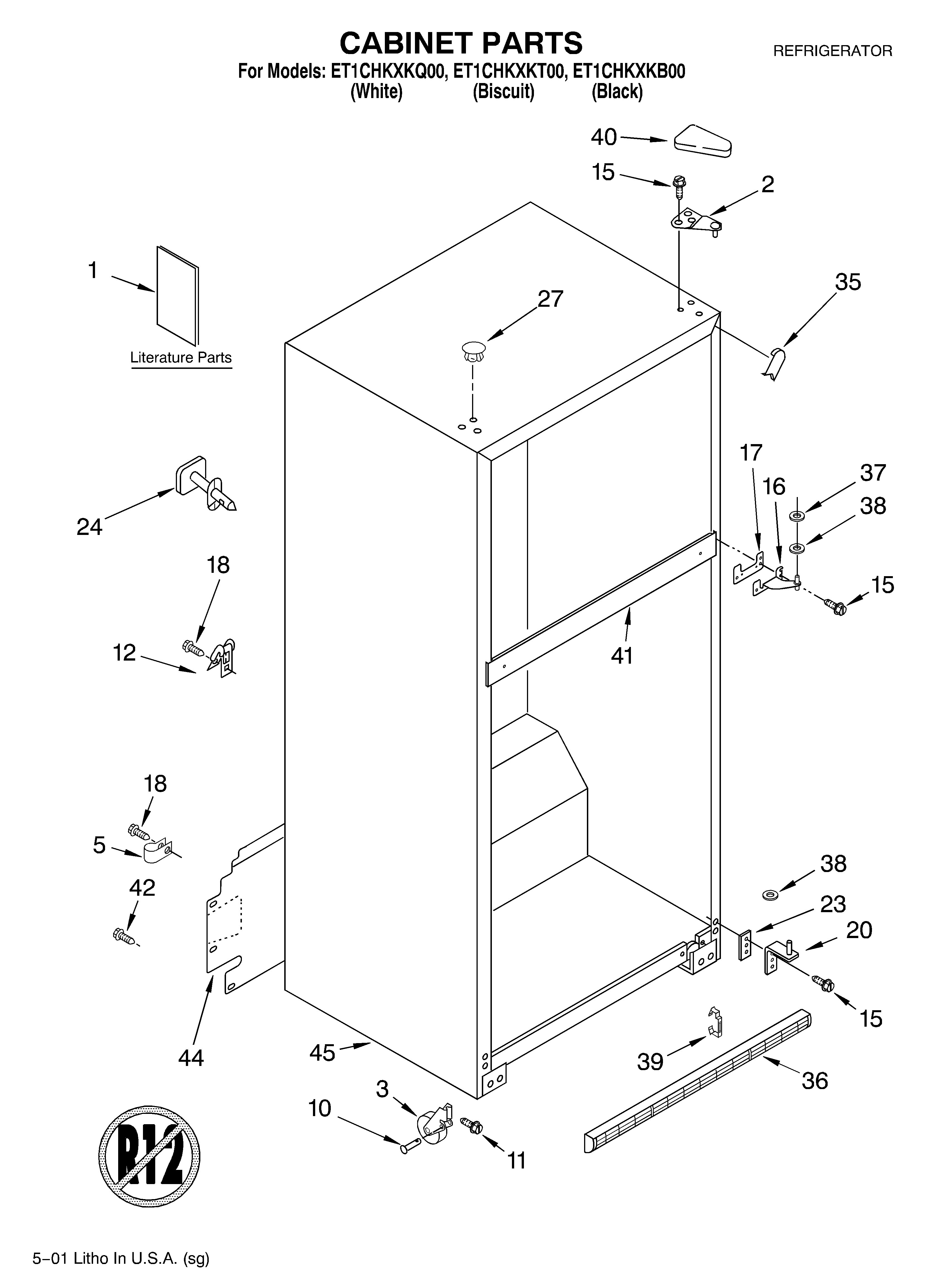 Whirlpool ET1CHKXKQ00 cabinet/literature diagram