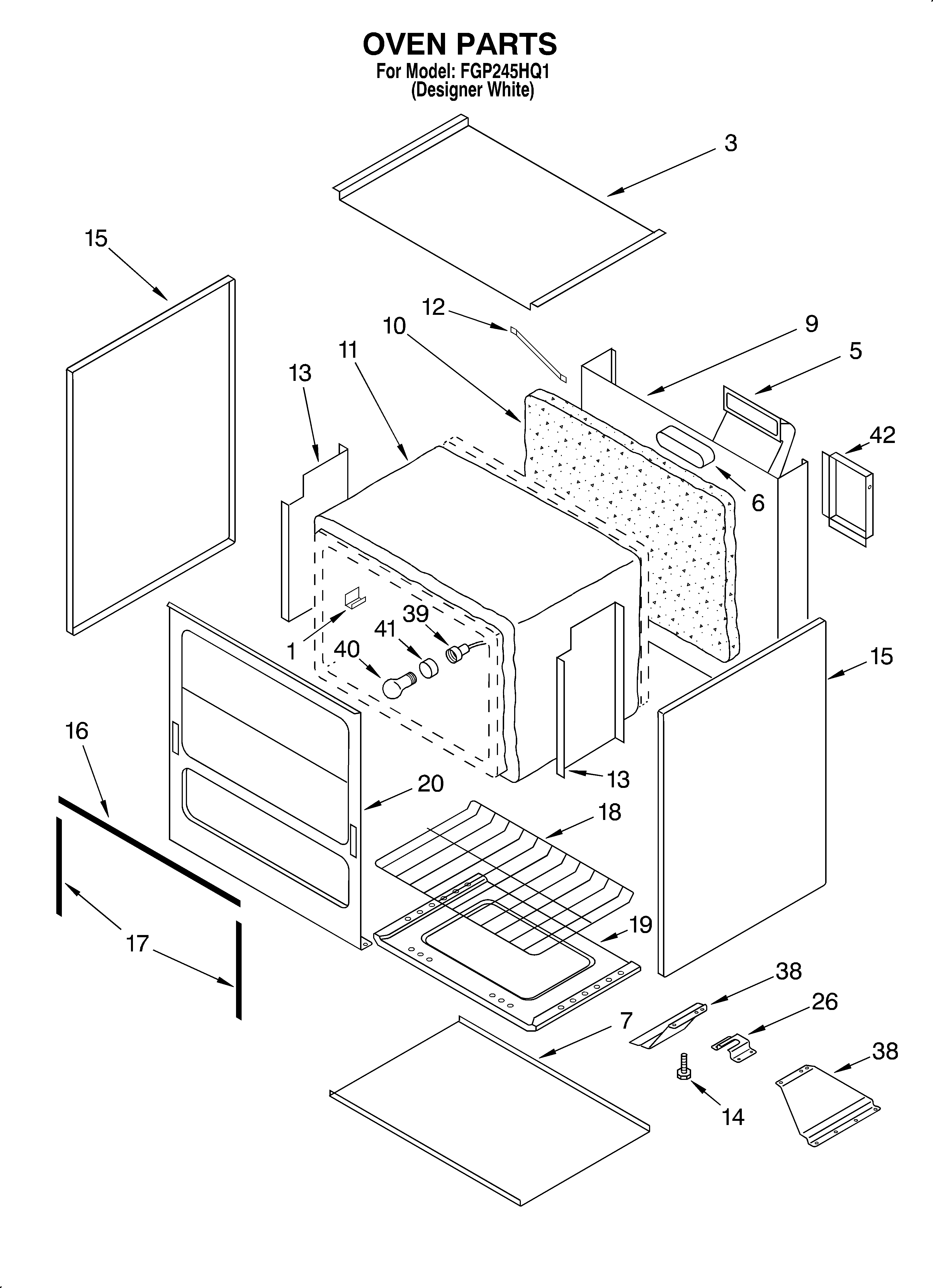 Roper FGP245HQ1 oven diagram