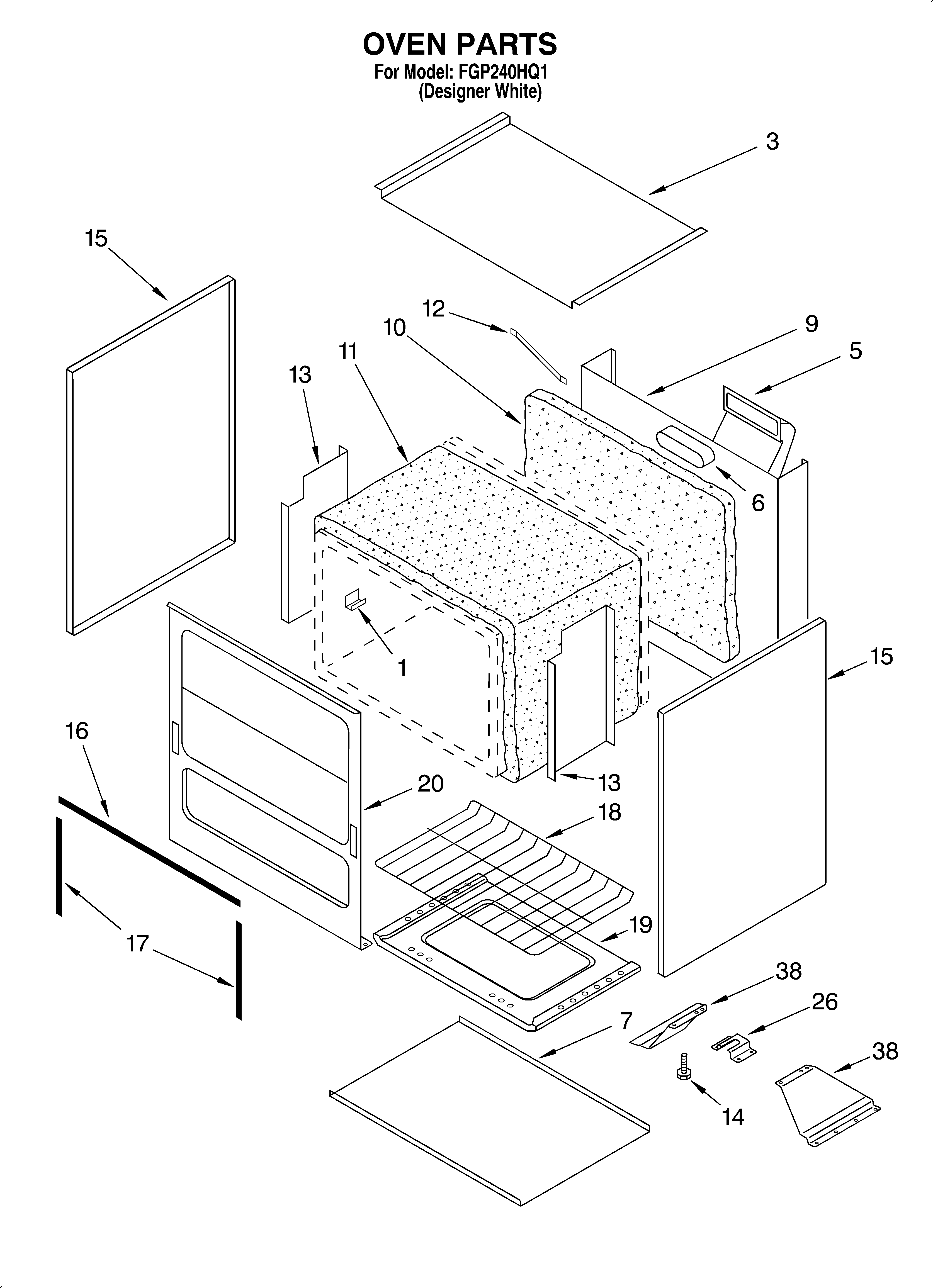 Roper FGP240HQ1 oven diagram