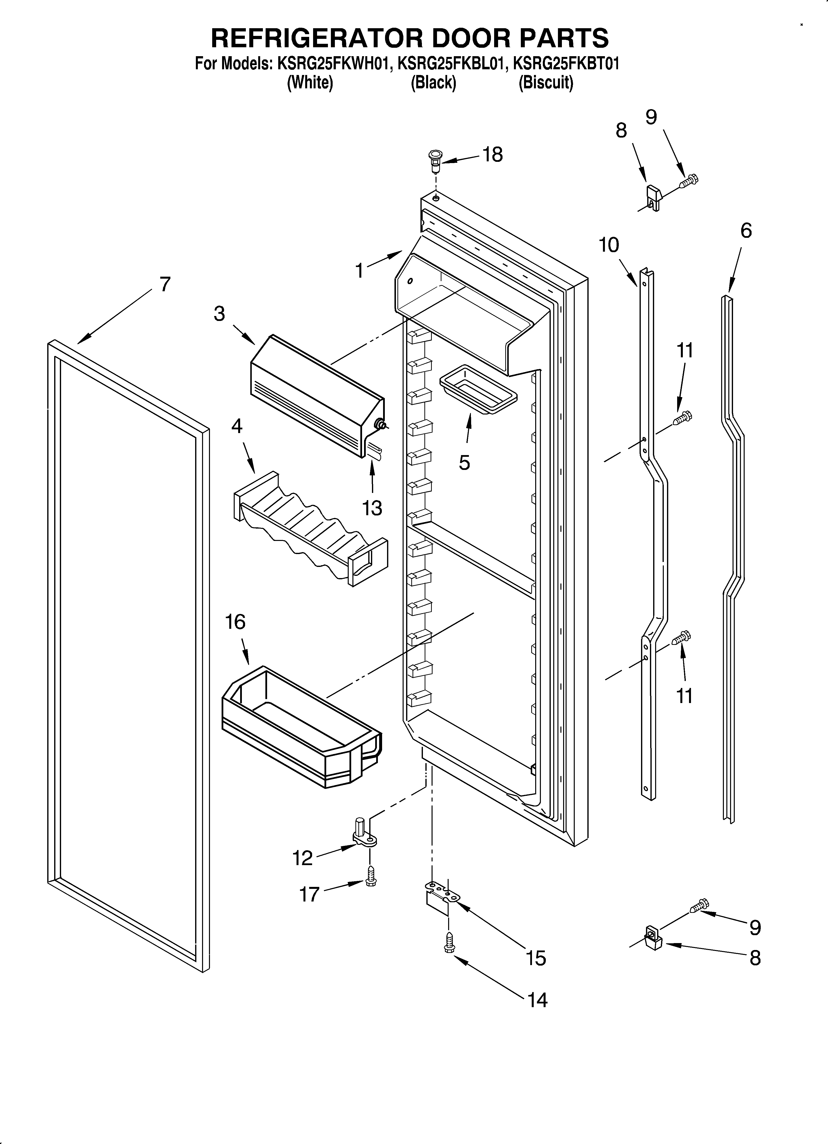 KitchenAid KSRG25FKBT01 refrigerator door diagram