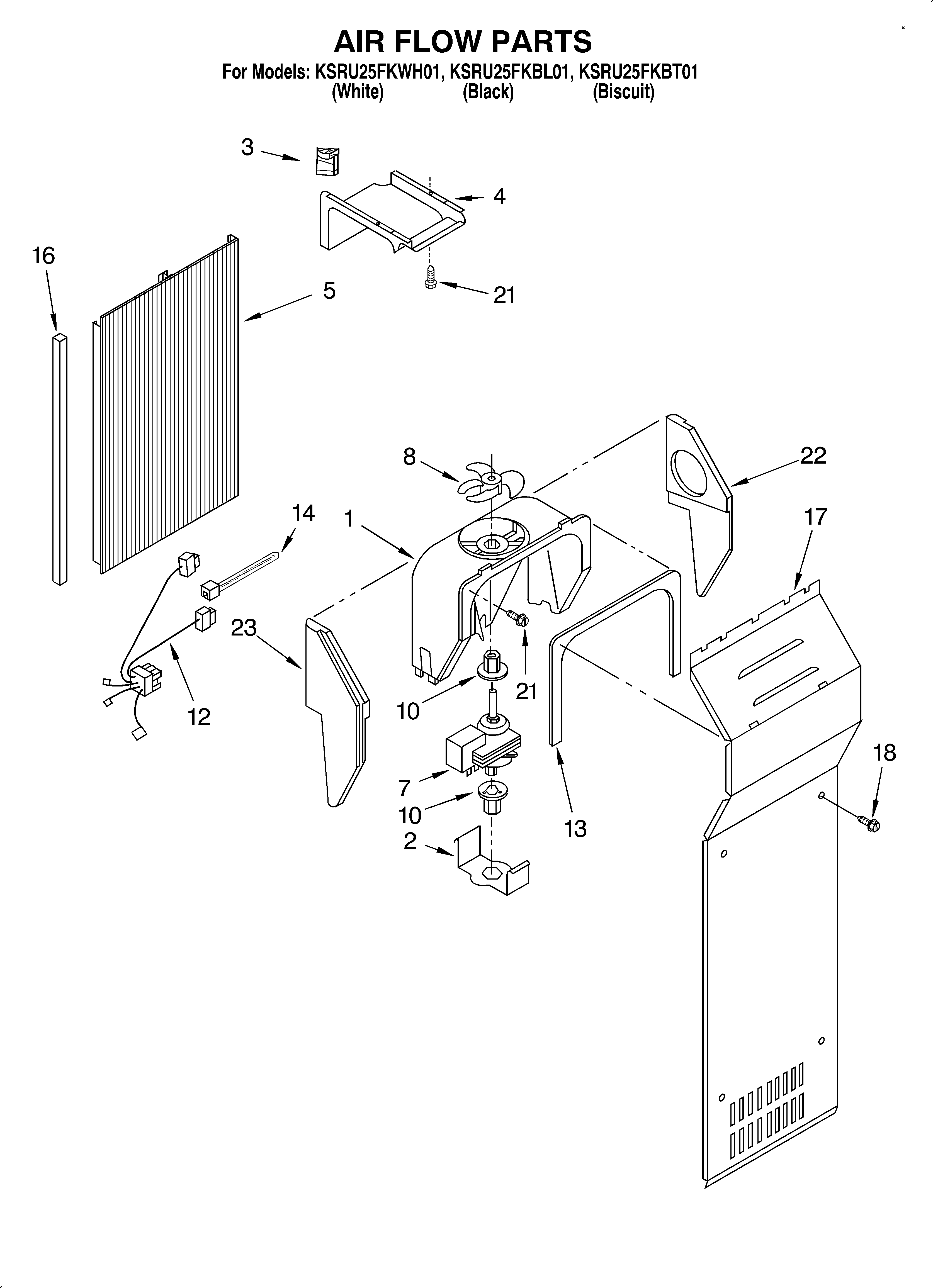 KitchenAid KSRU25FKWH01 air flow diagram