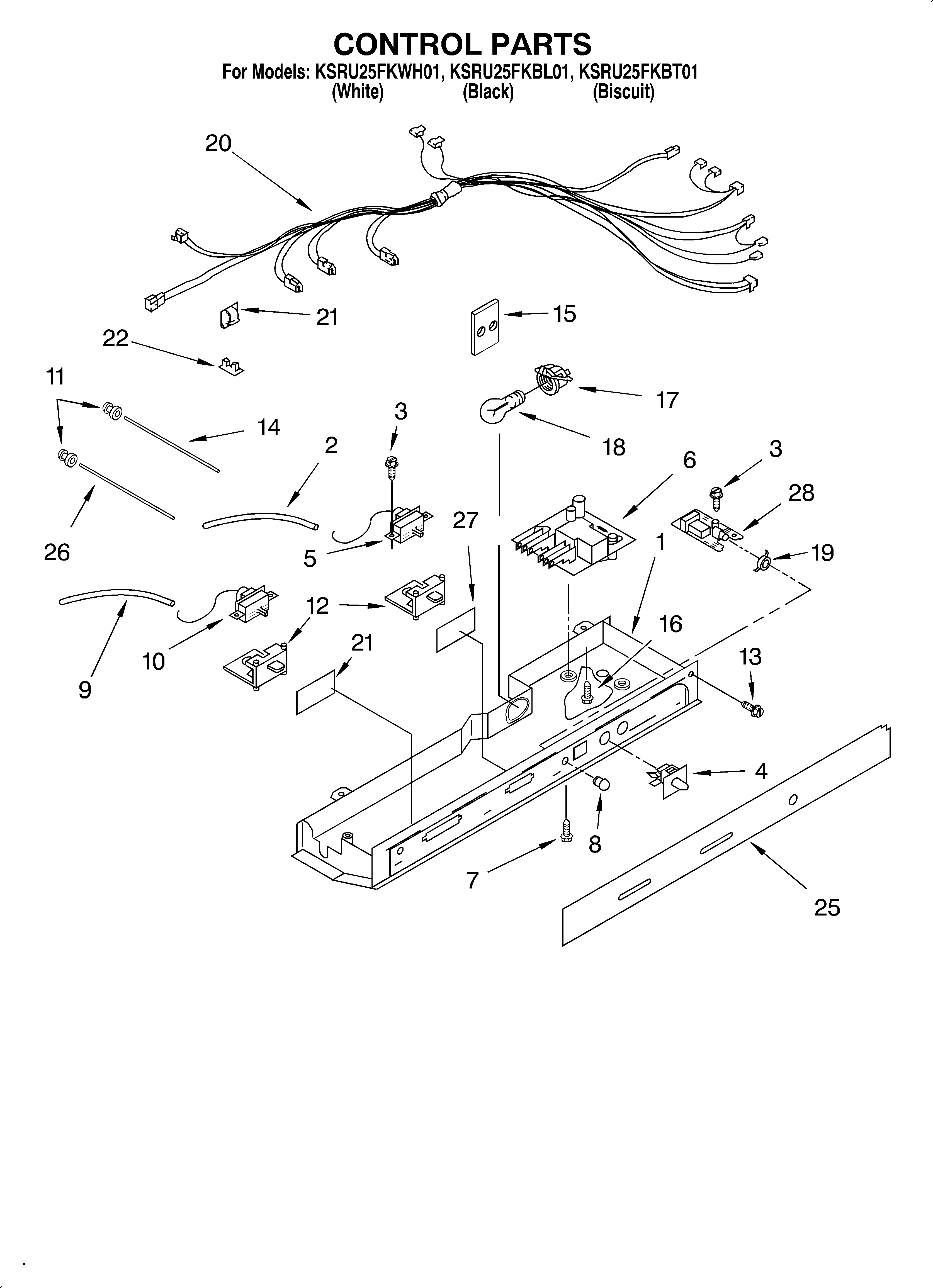 KitchenAid KSRU25FKWH01 control diagram