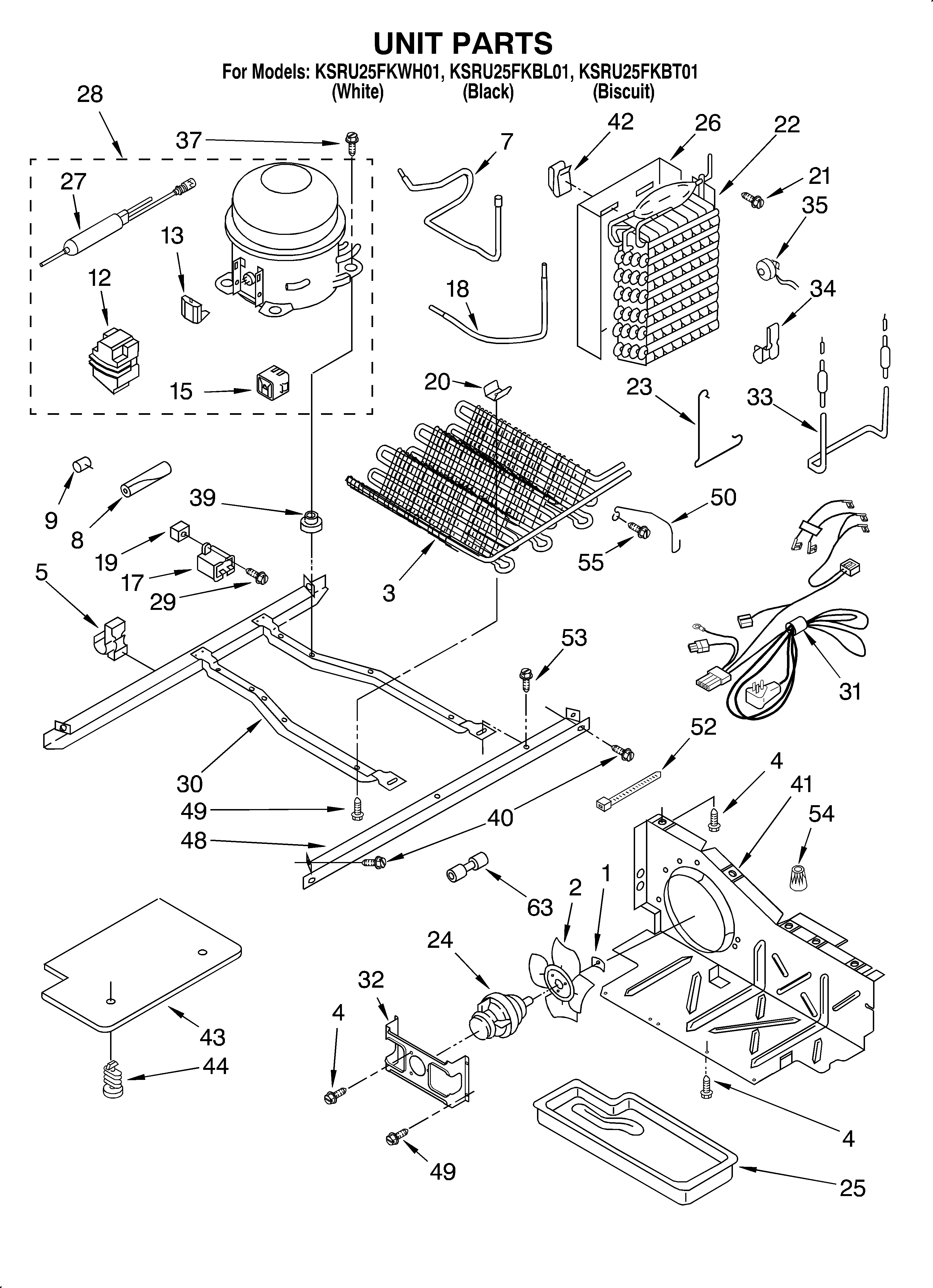 KitchenAid KSRU25FKWH01 unit diagram