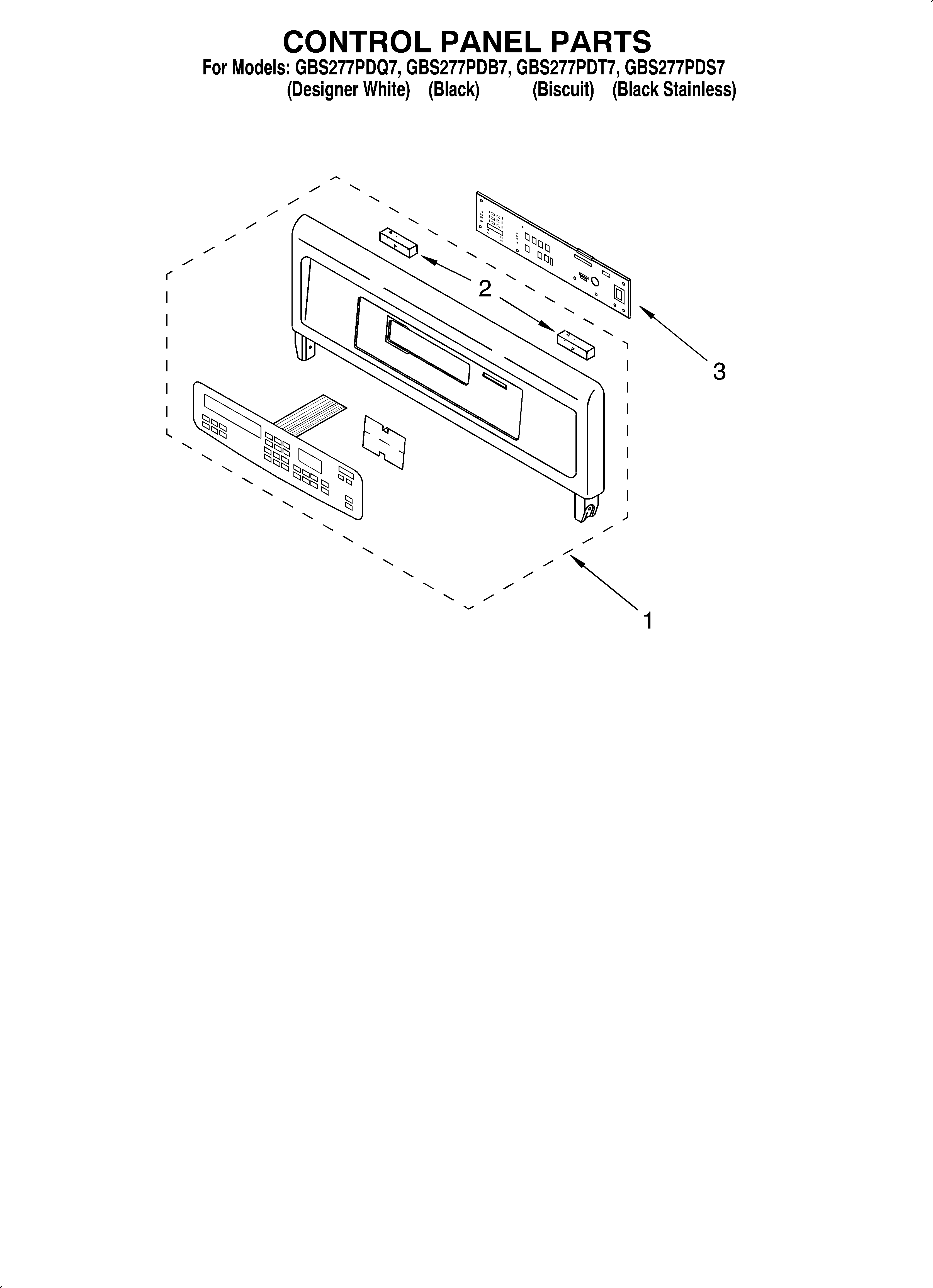 Whirlpool GBS277PDT7 control panel diagram