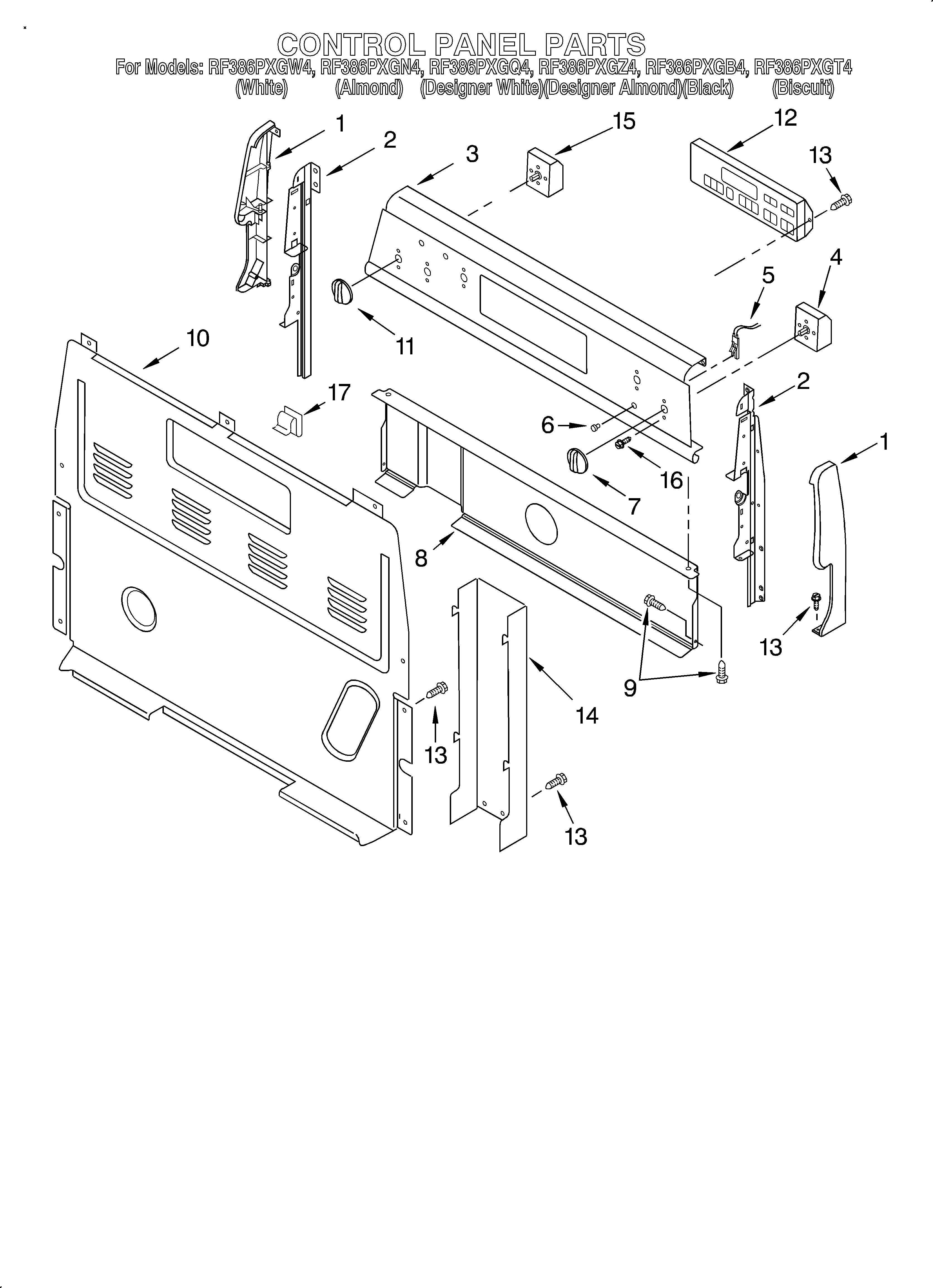 Whirlpool RF386PXGQ4 control panel diagram