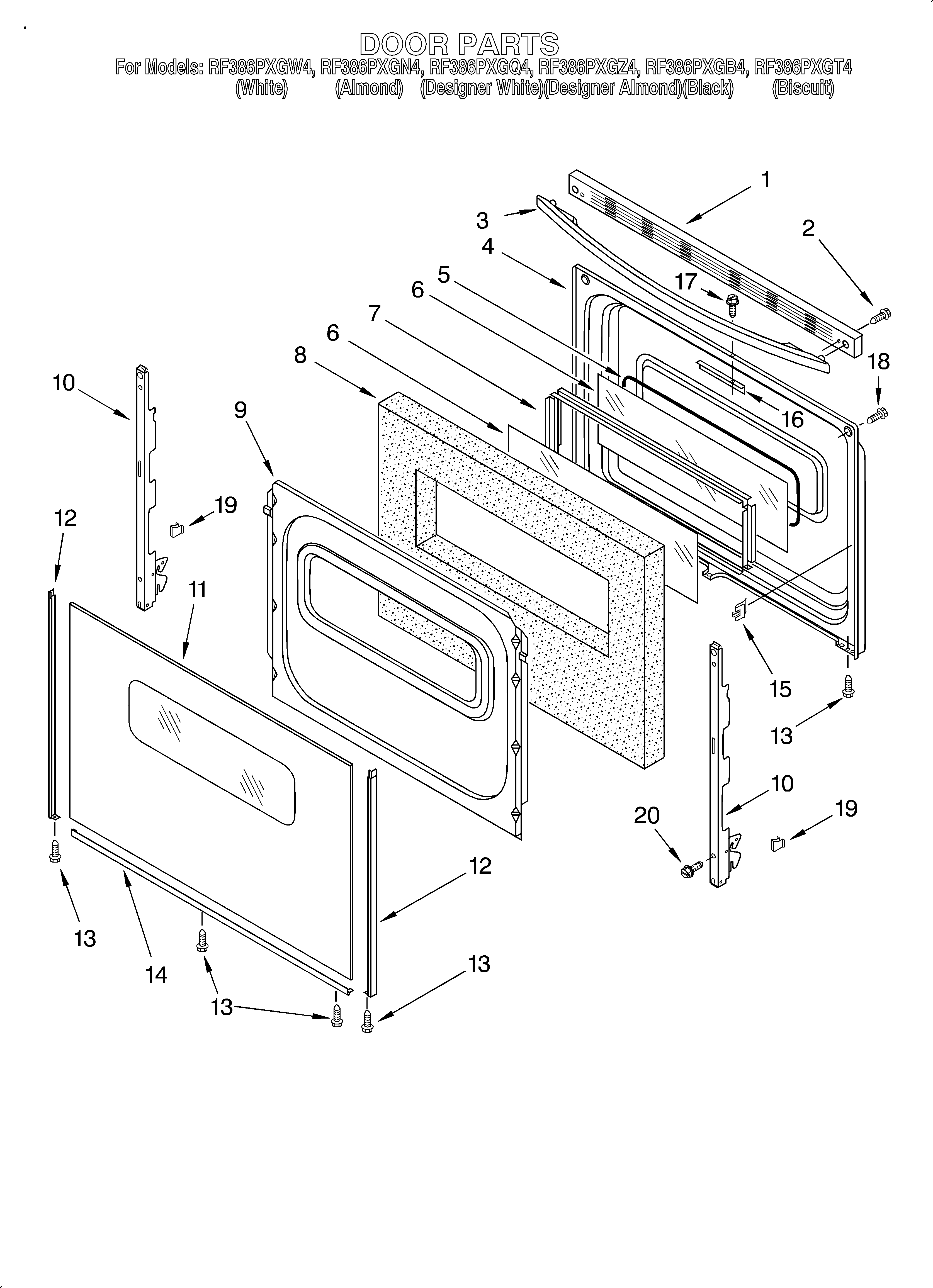 Whirlpool RF386PXGQ4 door diagram
