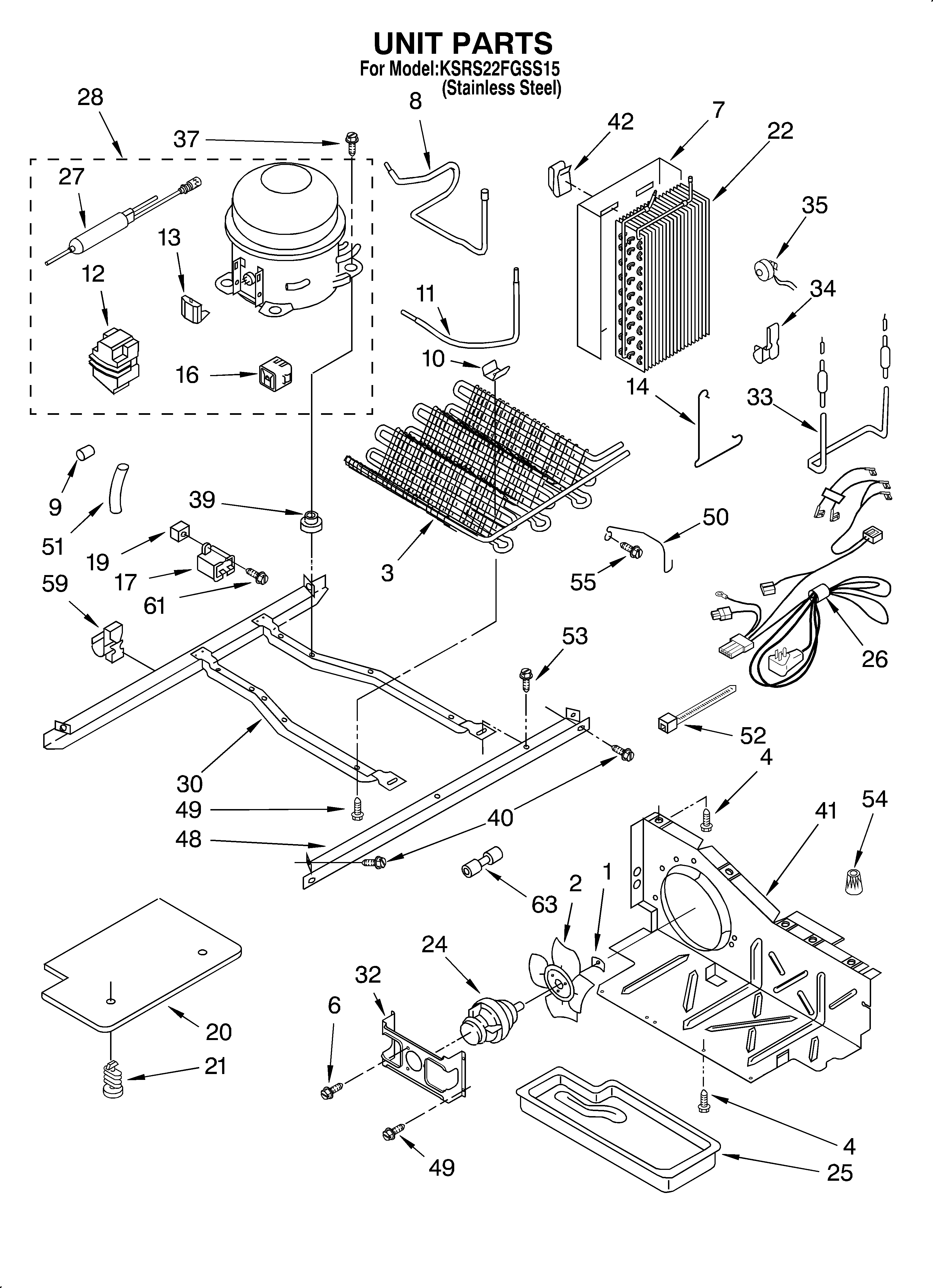 KitchenAid KSRS22FGSS15 unit diagram