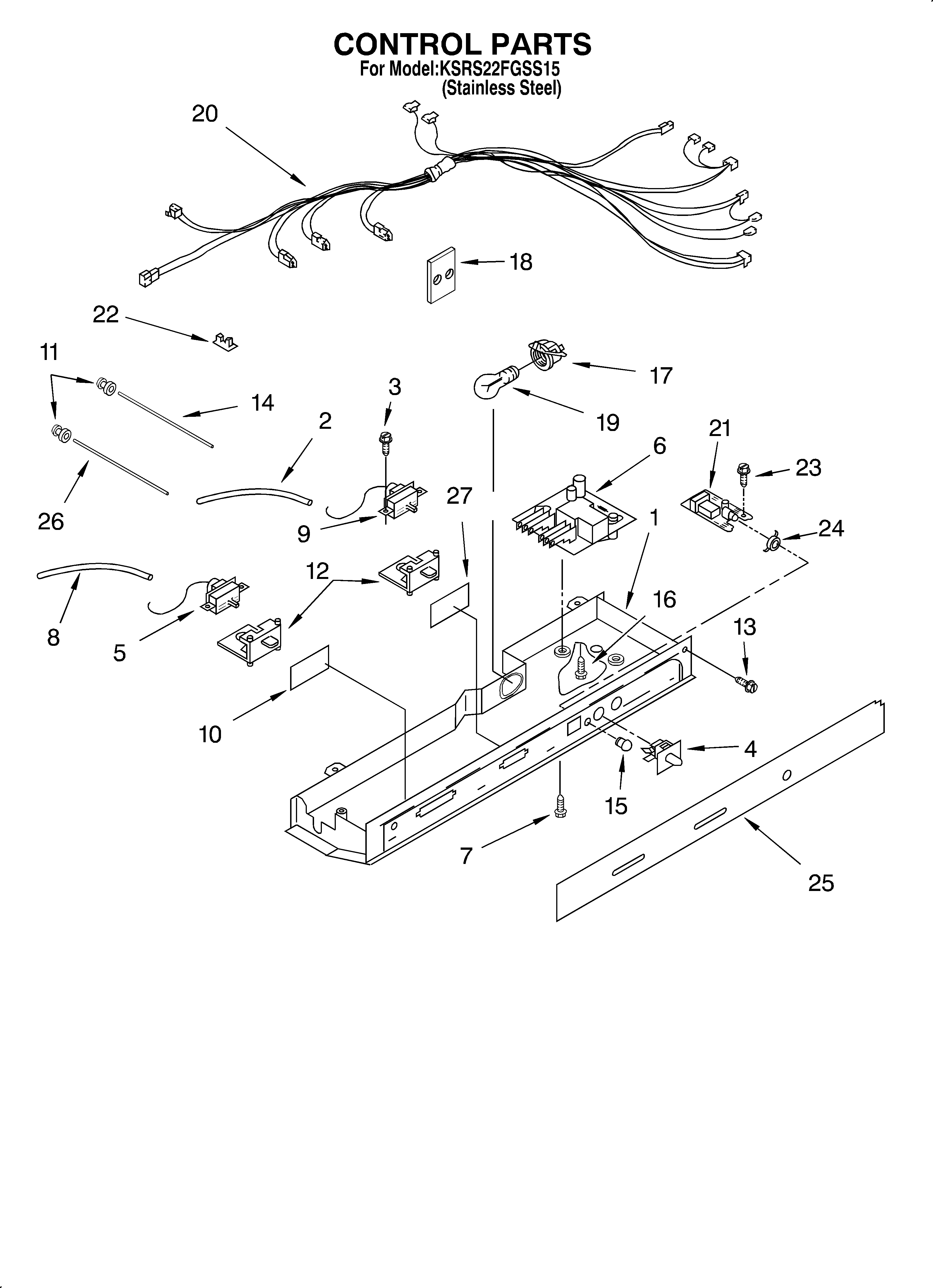 KitchenAid KSRS22FGSS15 control/optional diagram