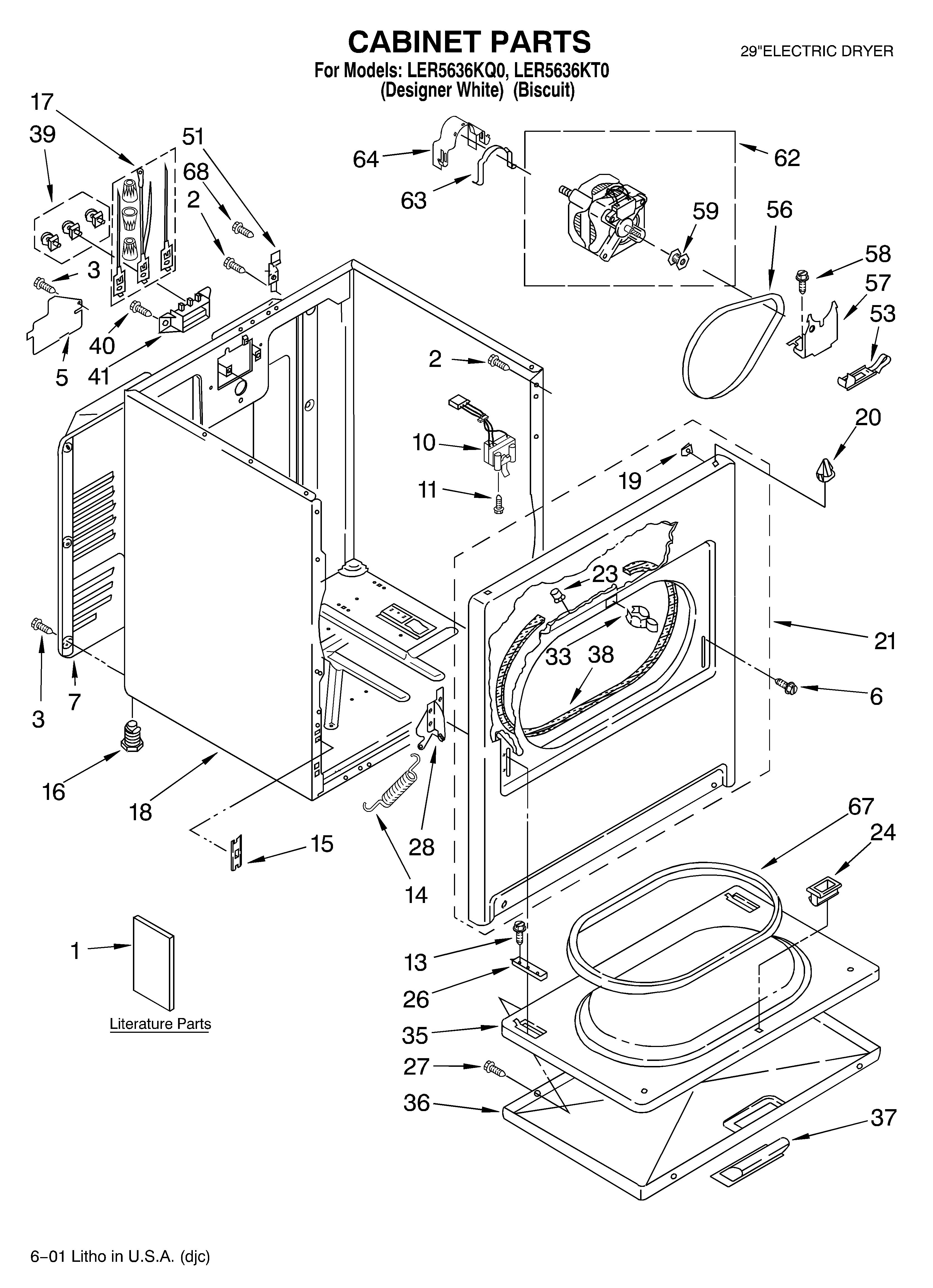 Whirlpool LER5636KT0 cabinet/literature diagram