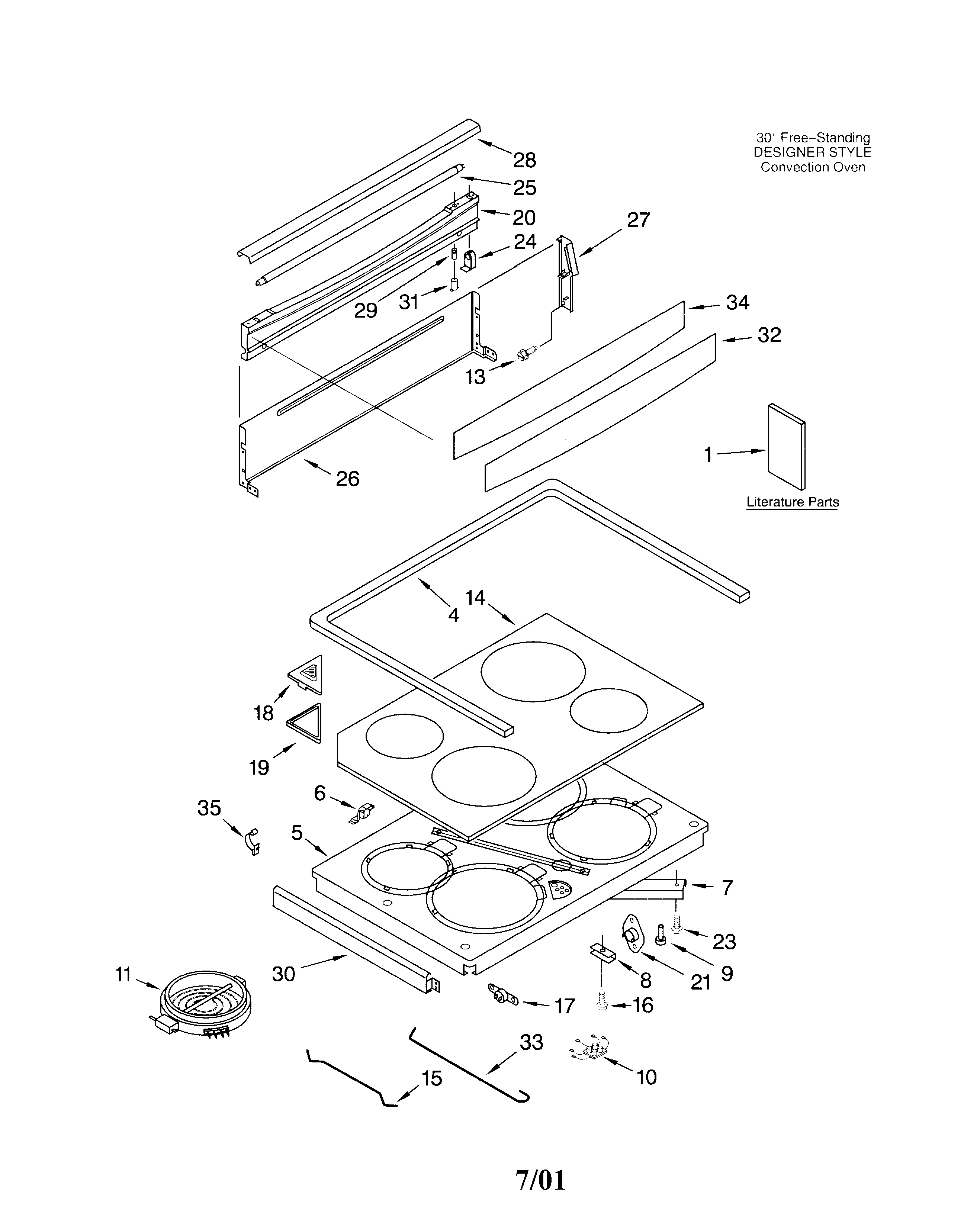 KitchenAid KERC607HWW4 cooktop/literature diagram
