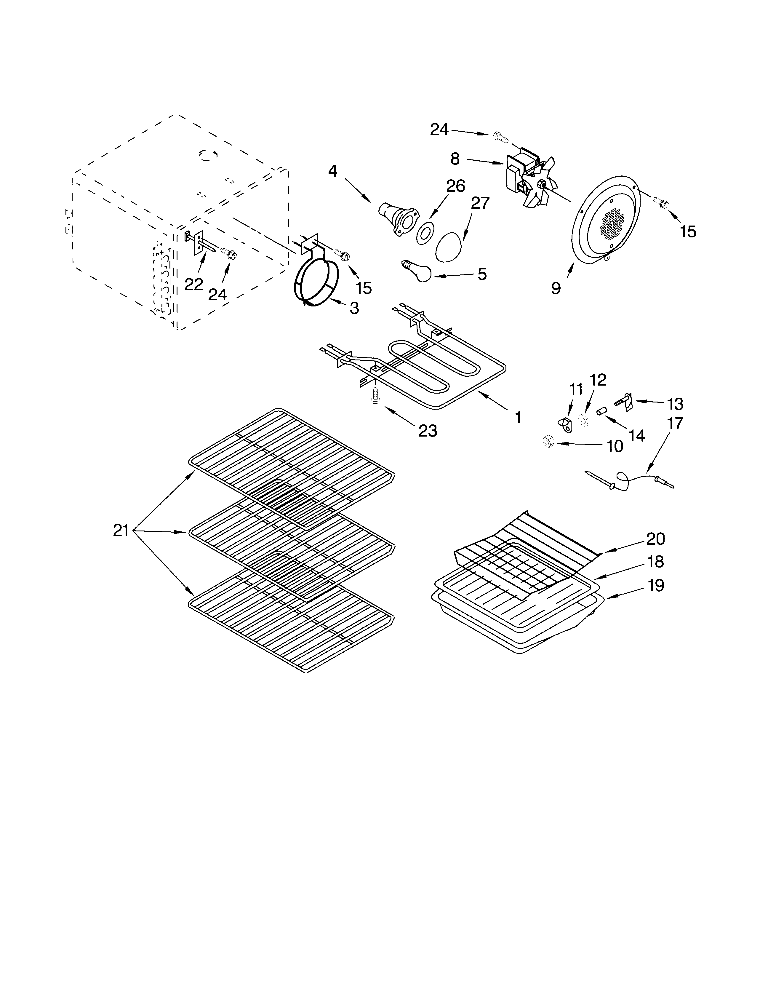 KitchenAid KERC607HWW4 oven diagram
