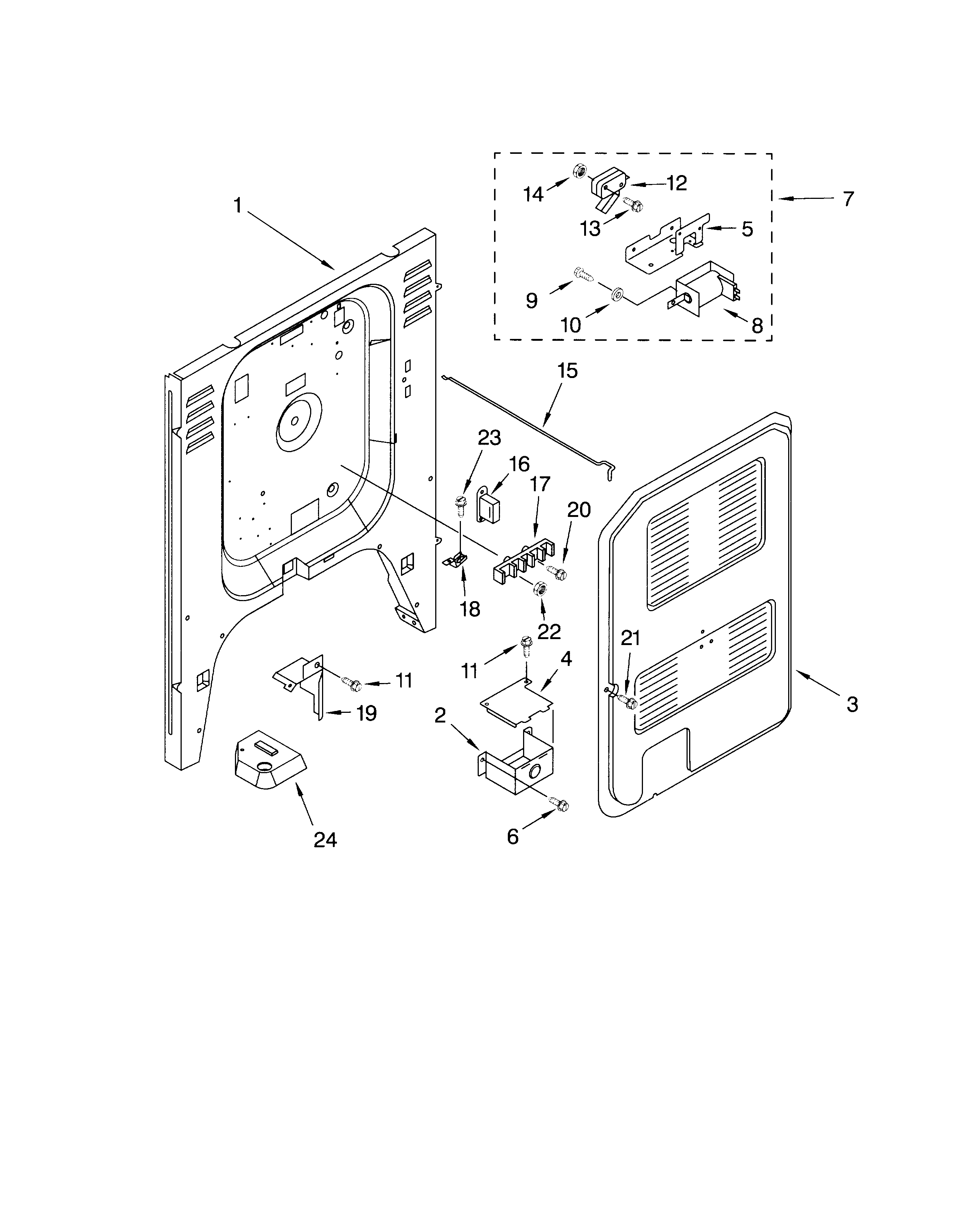 KitchenAid KERC607HWW4 rear chassis diagram