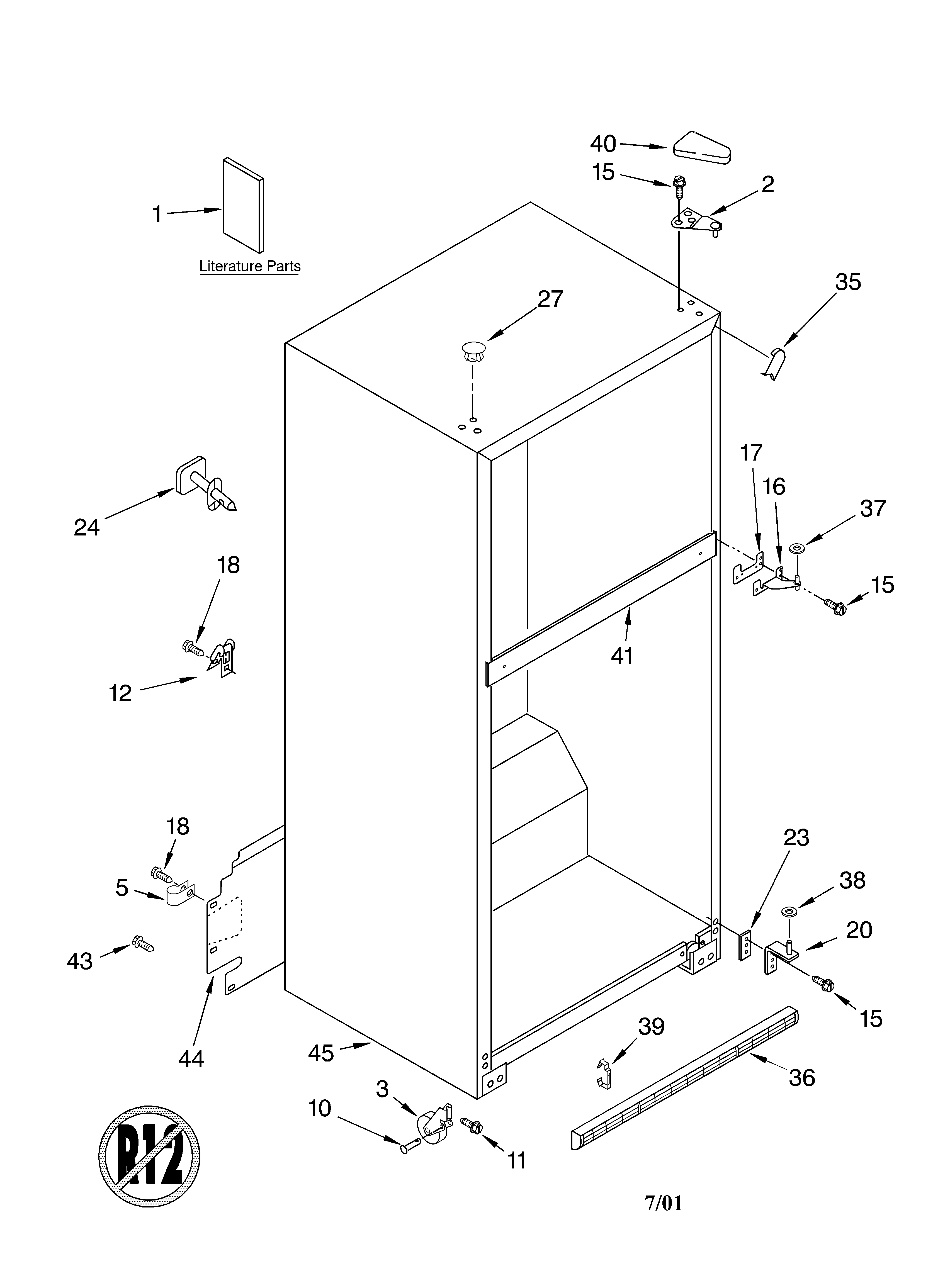 Whirlpool ET1LFKXKQ00 cabinet/literature diagram
