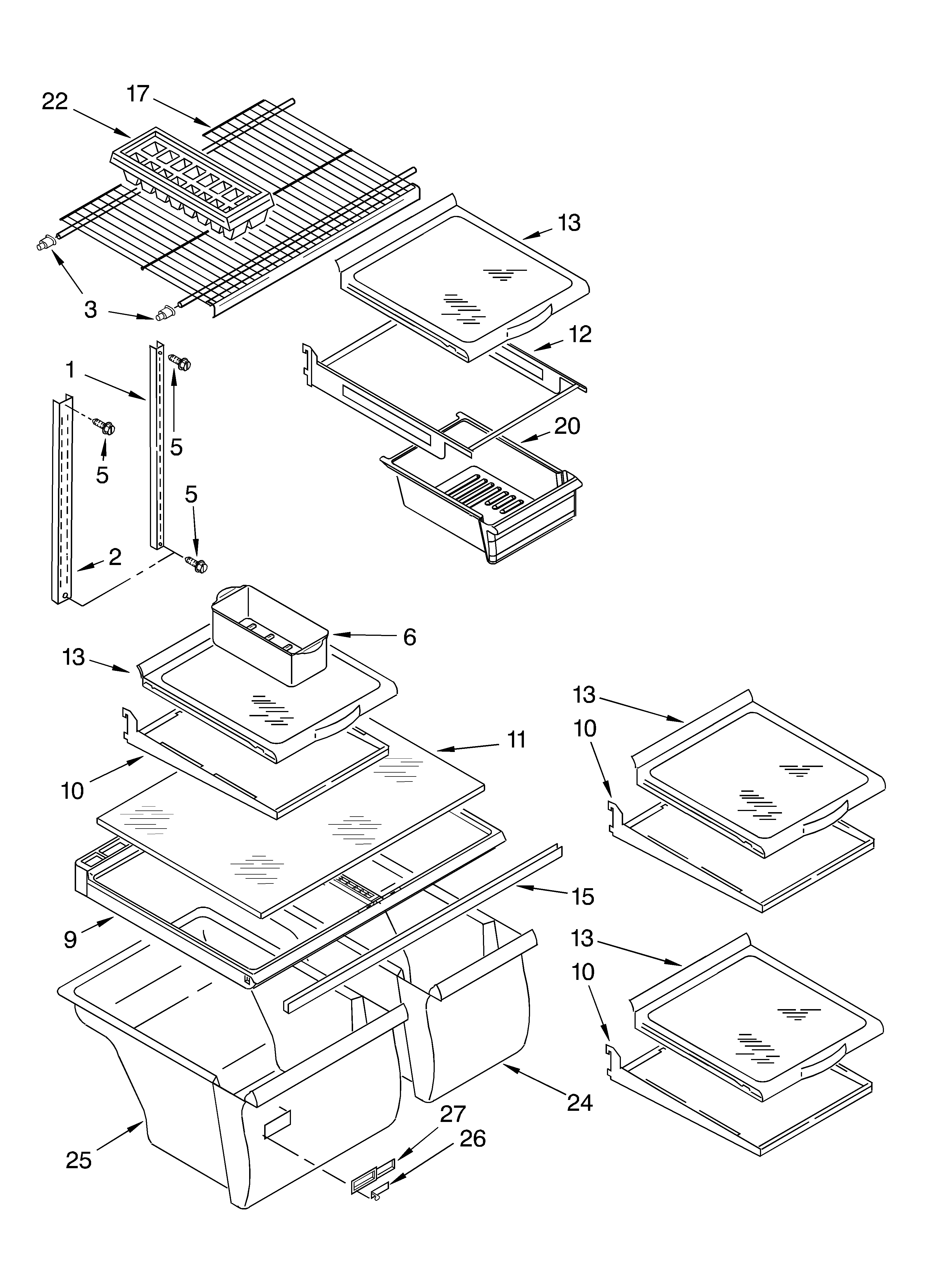 Whirlpool ET1LFKXKQ00 shelf/optional diagram