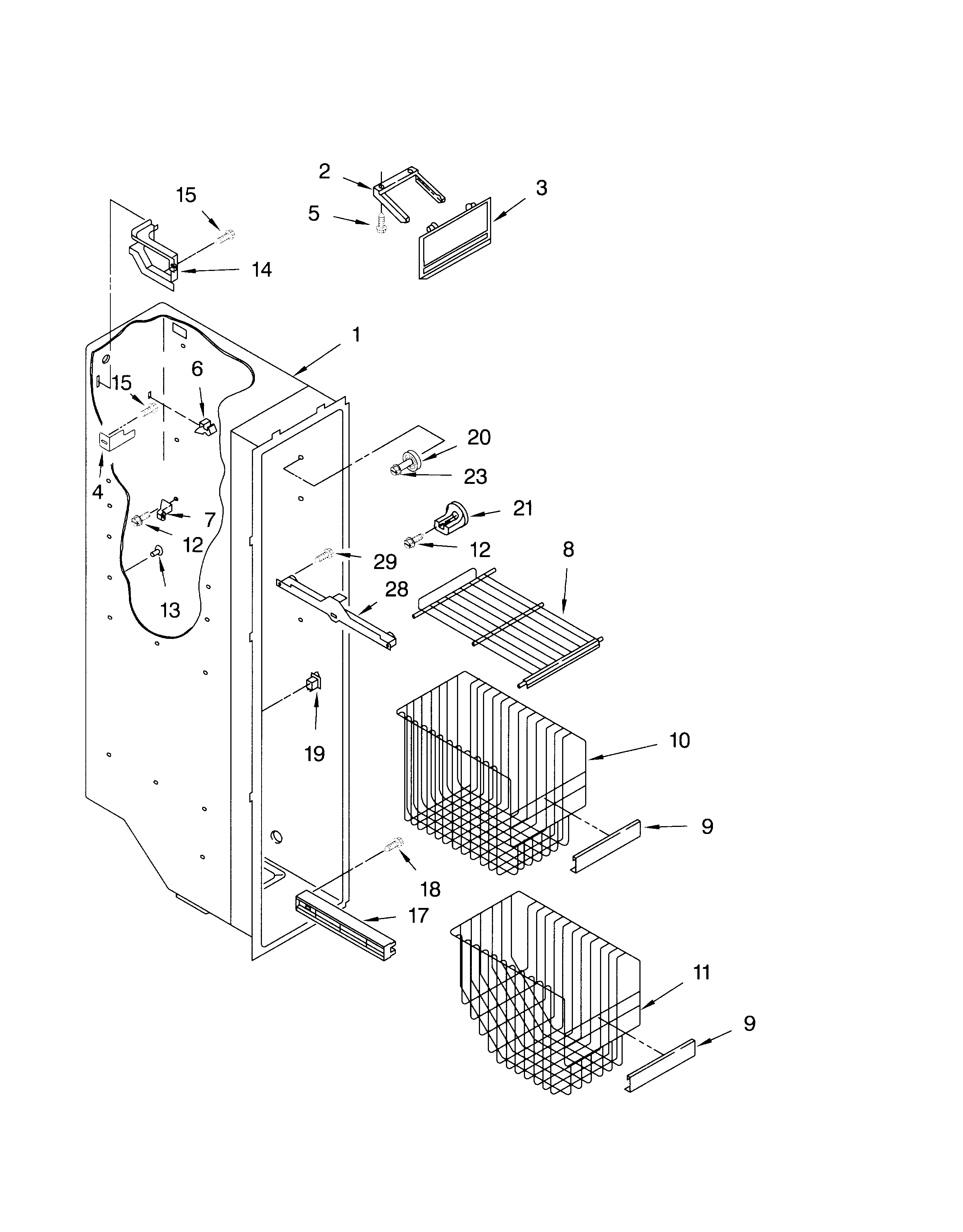 Whirlpool GS2SHGXKT01 freezer liner diagram