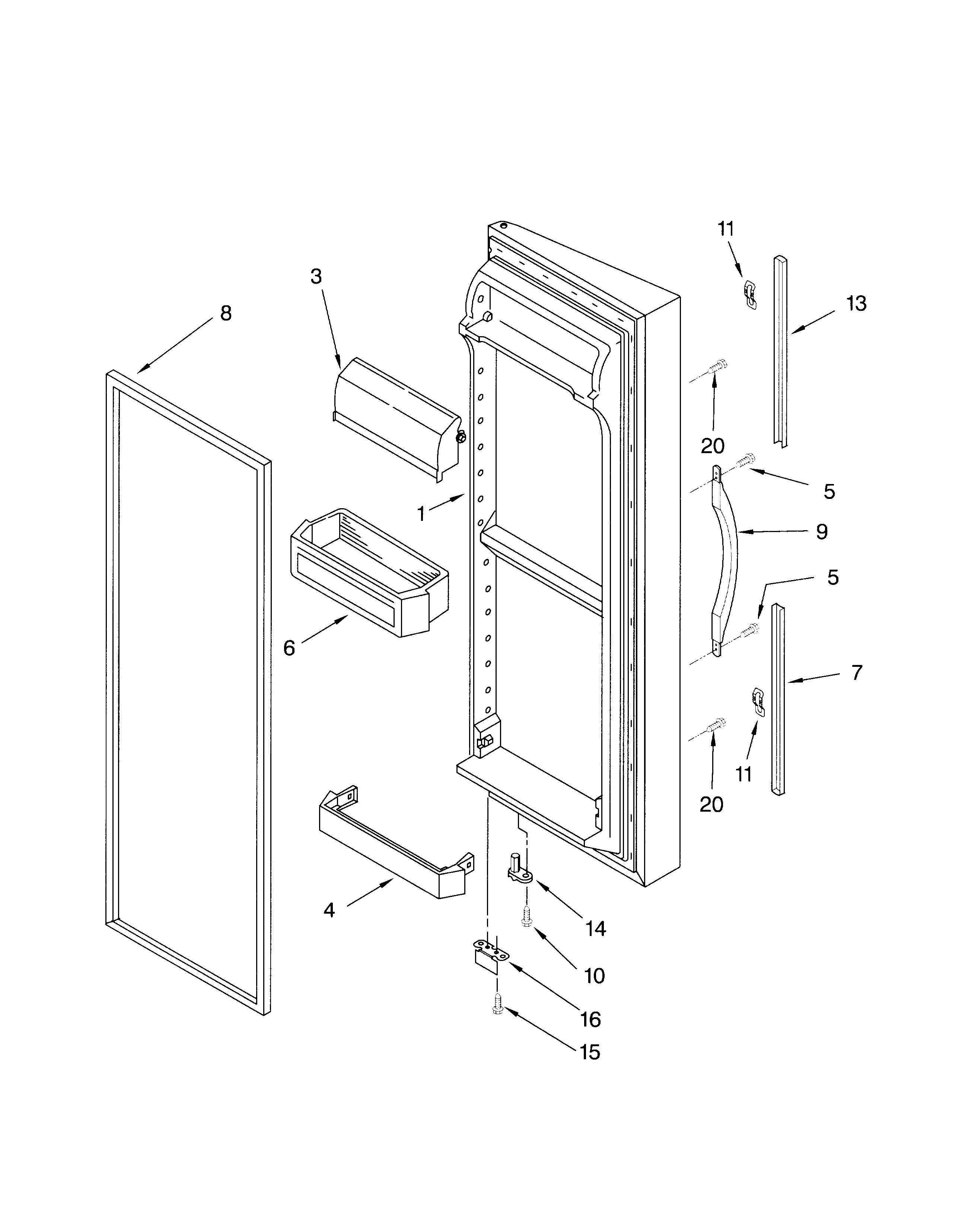 Whirlpool GS2SHGXKT01 refrigerator door diagram