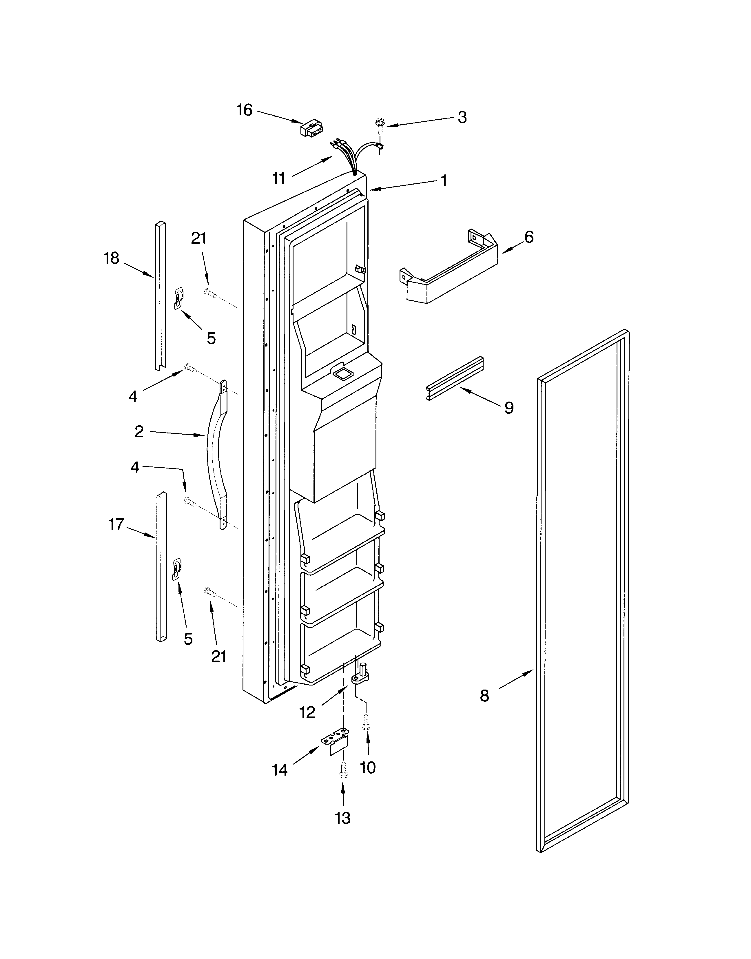Whirlpool GS2SHGXKT01 freezer door diagram