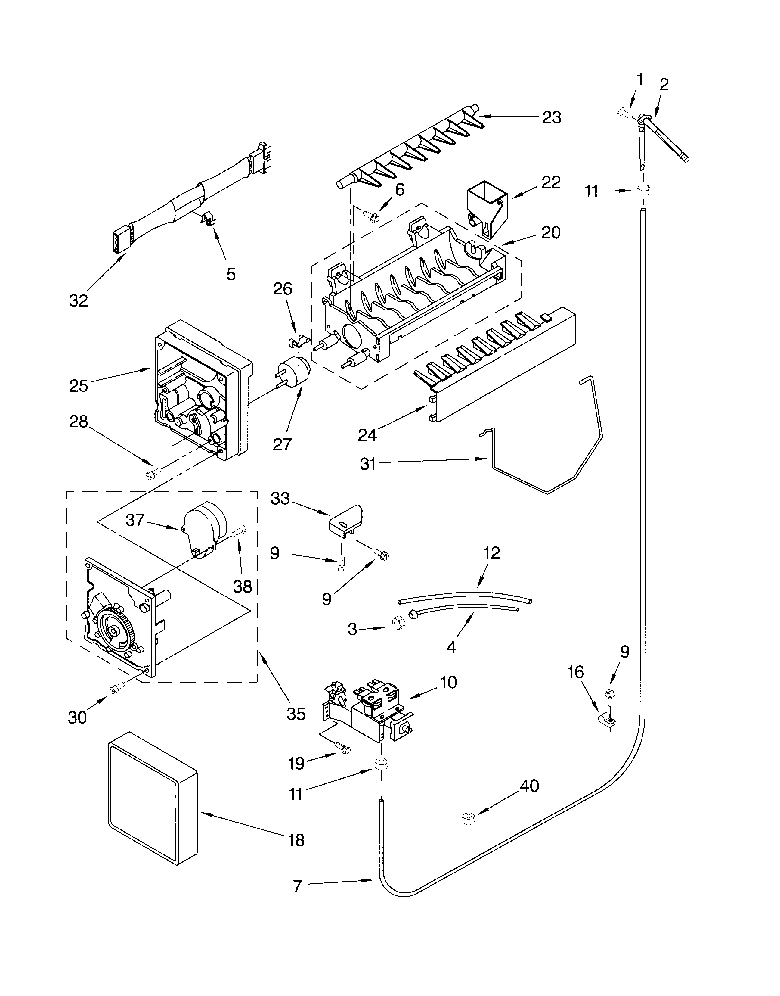 Whirlpool GS2SHGXKT01 icemaker diagram