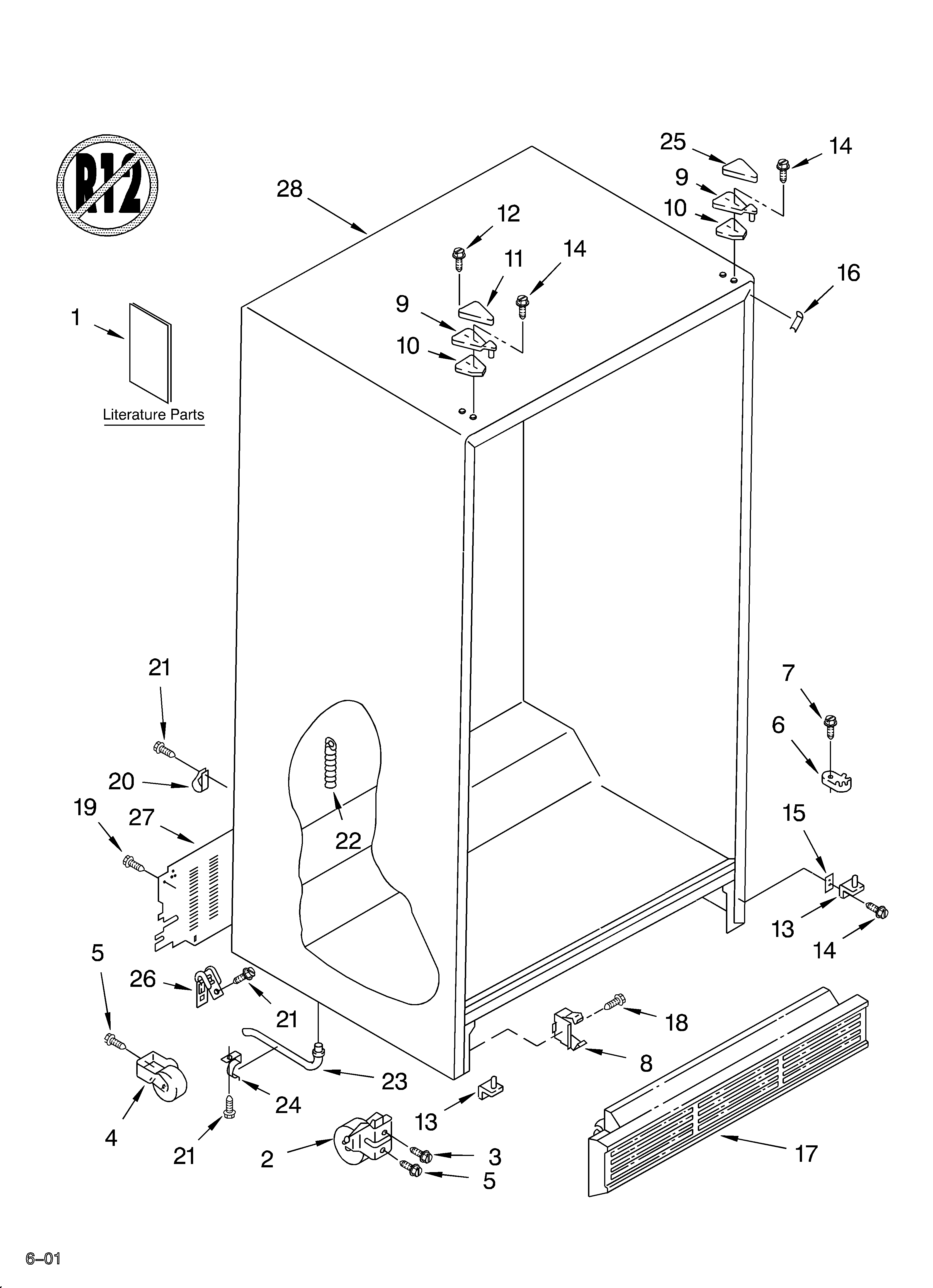 Whirlpool ED20TQXFN05 cabinet/literature diagram