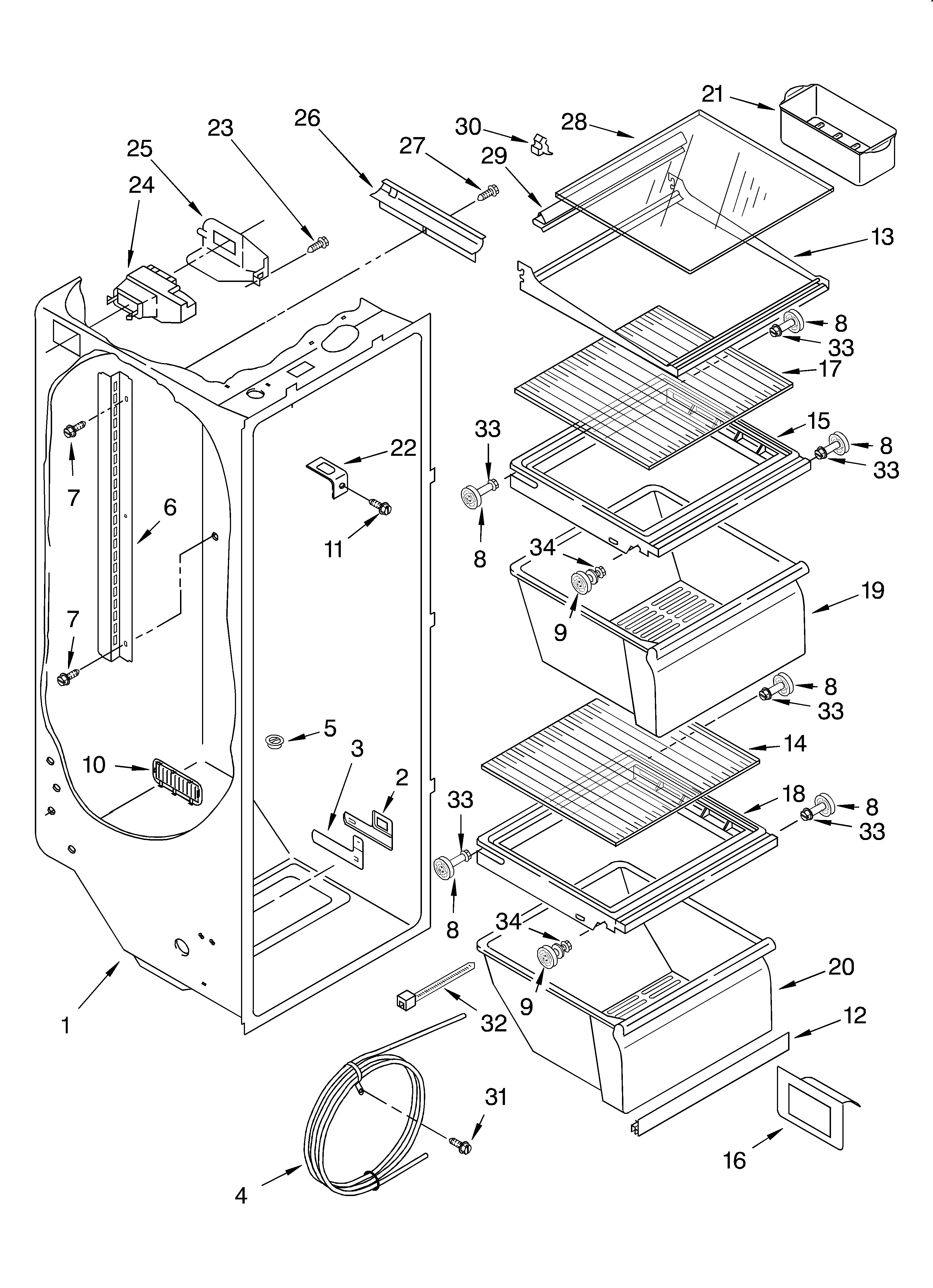Whirlpool ED20TQXFN05 refrigerator liner diagram