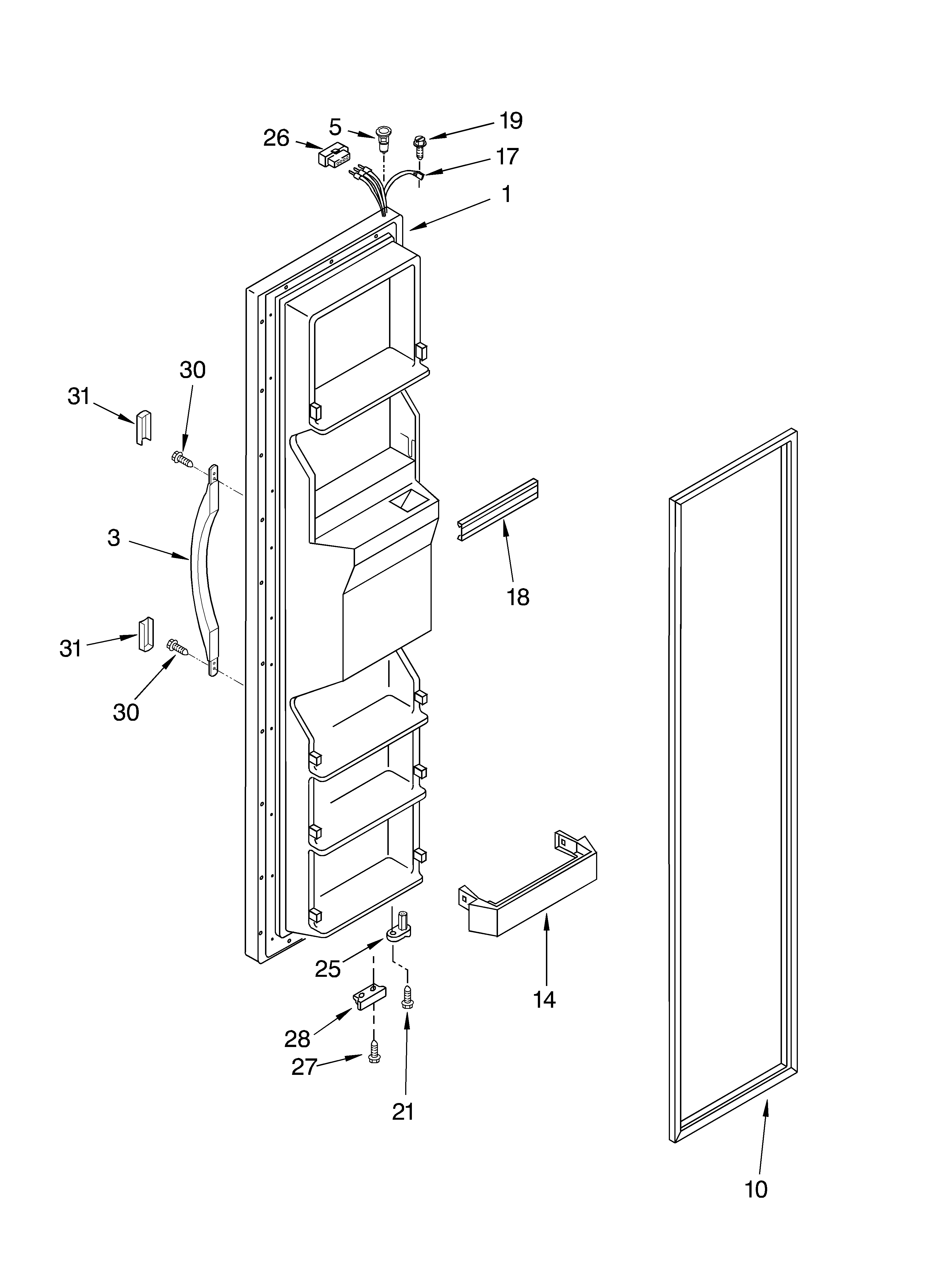 Whirlpool ED20TQXFN05 freezer door diagram