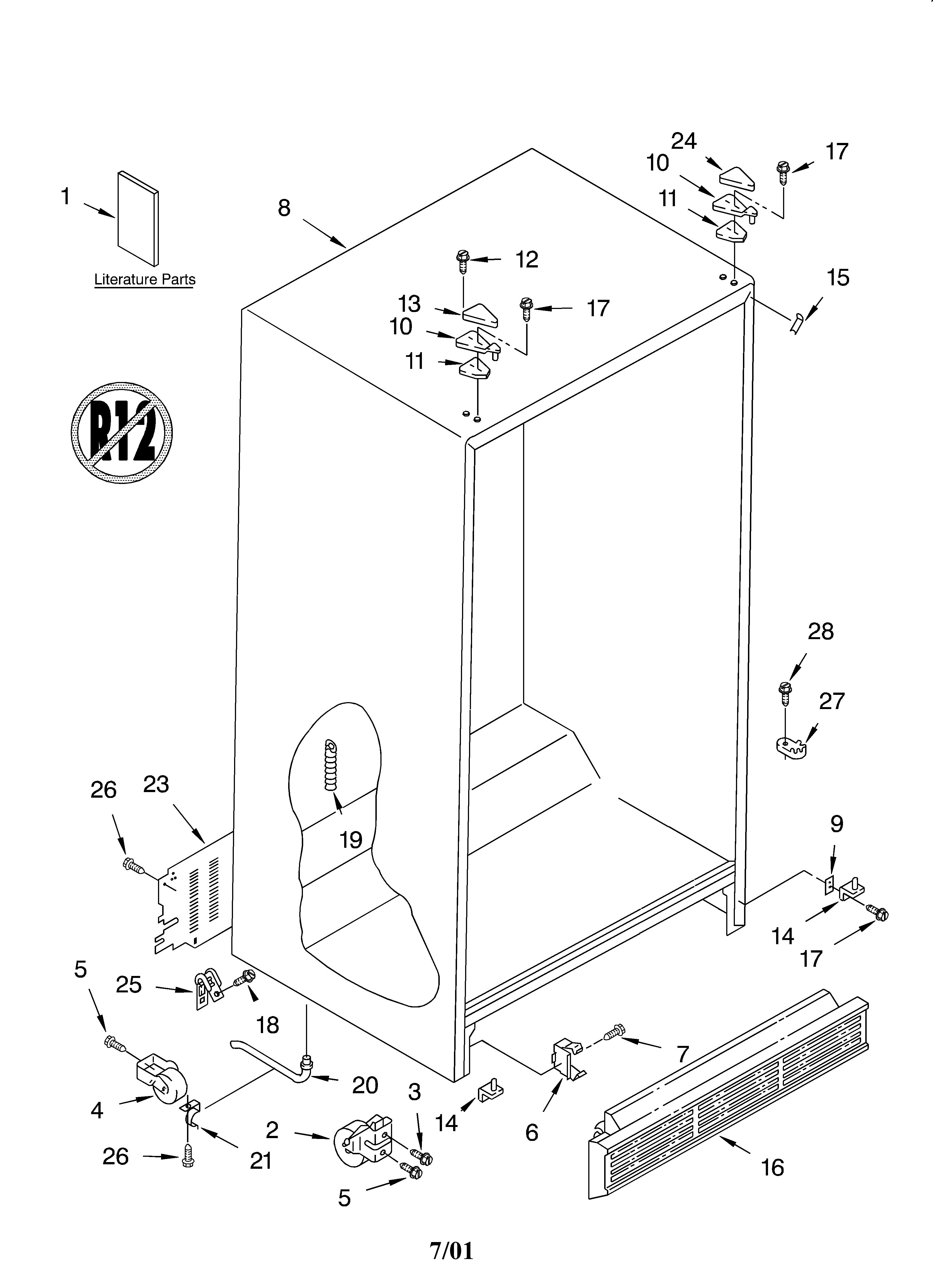 Whirlpool ED22CQXHW03 cabinet/literature diagram