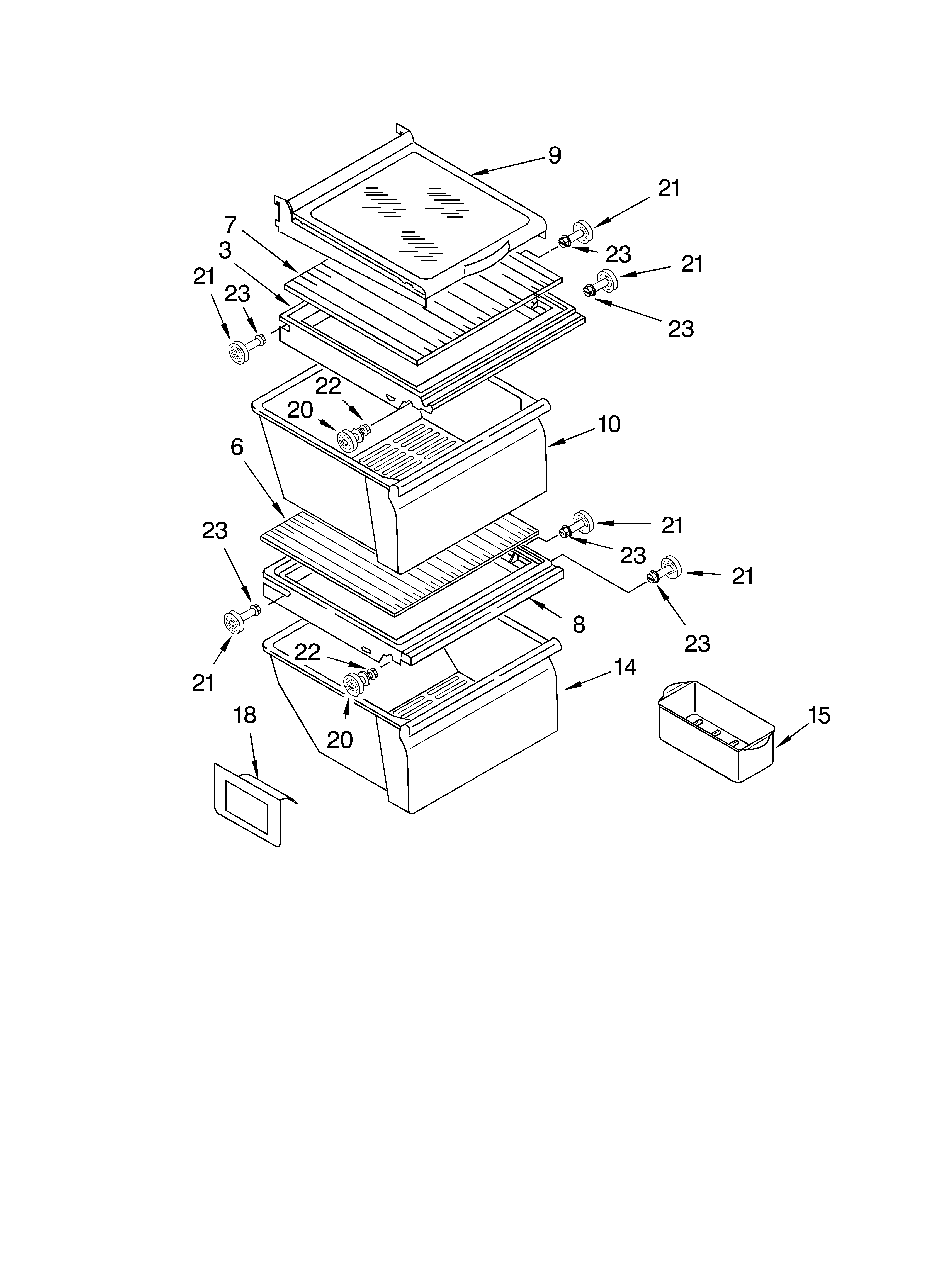 Whirlpool ED22CQXHW03 refrigerator shelf diagram