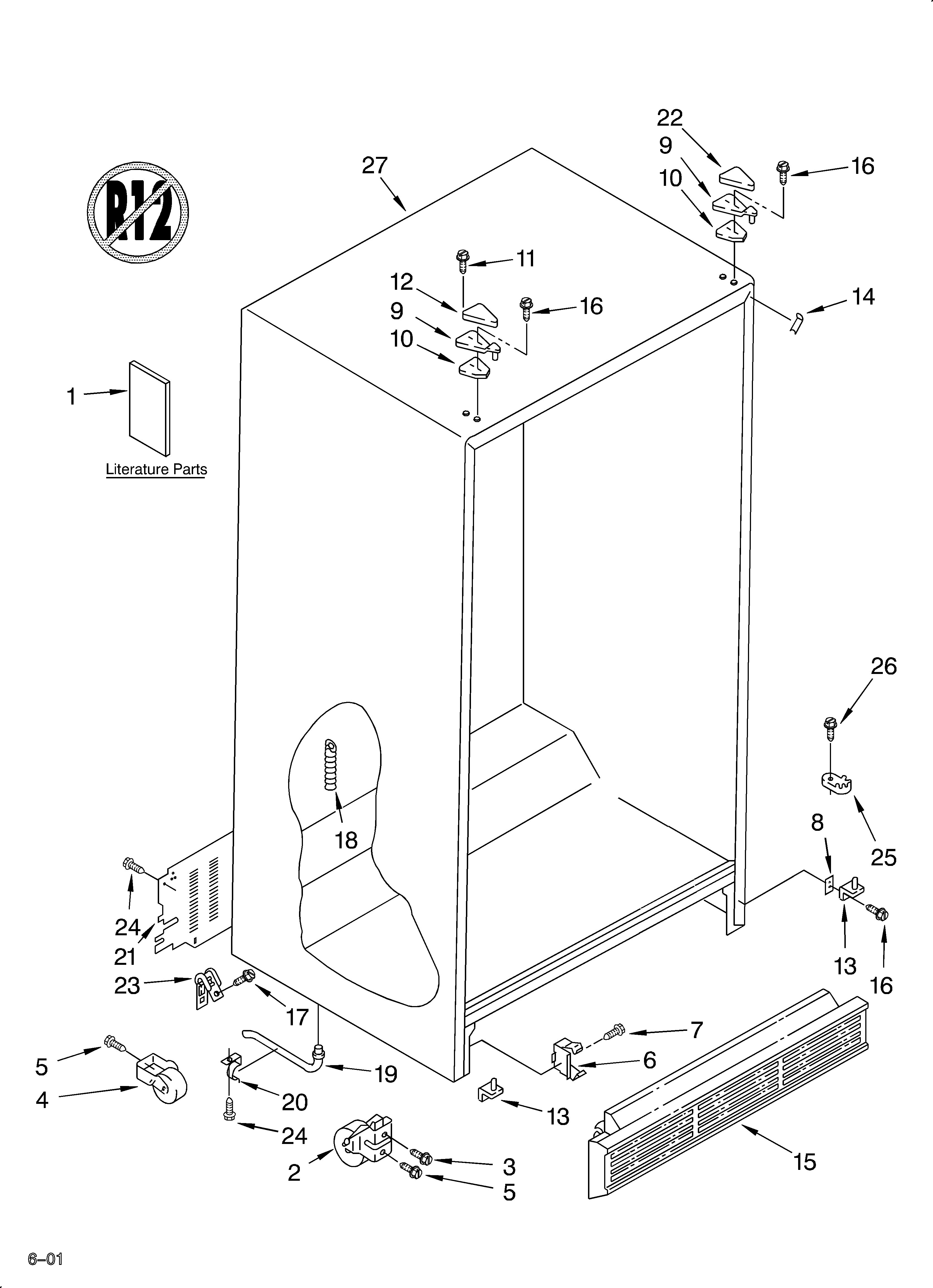 Whirlpool ED22GWXFN04 cabinet/literature diagram